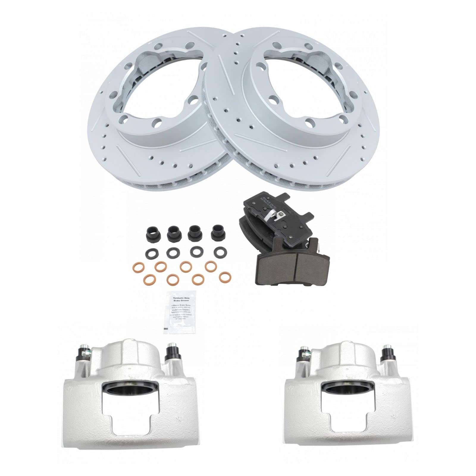 High-Performance Front Metallic Brake Pads, Rotors & Caliper Kit for Chevy Silverado GMC Sierra 1500 2500 3500 - Perfect for Off-Roading, Towing & Heavy-Duty Use