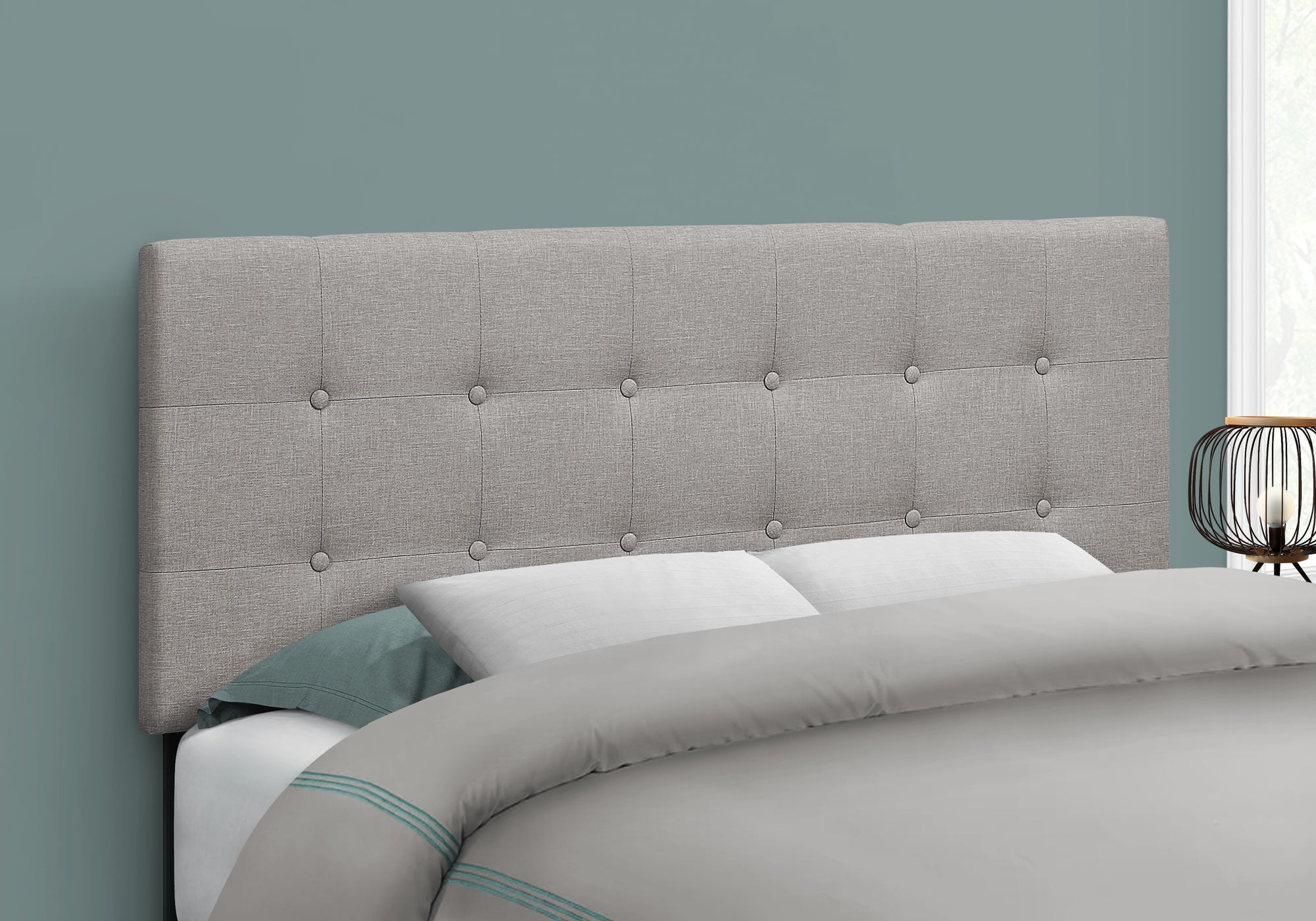 Full Size Grey Linen Headboard - Modern Upholstered Bed Frame Headboard for Bedroom Decor | Perfect for Master Bedroom, Guest Room & Apartment
