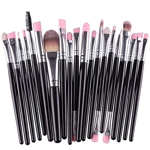 20-Piece Professional Makeup Brush Set - Soft Synthetic Bristles for Flawless Face & Eye Makeup - Perfect for Travel, Salon & Home Use (Black, One Size)