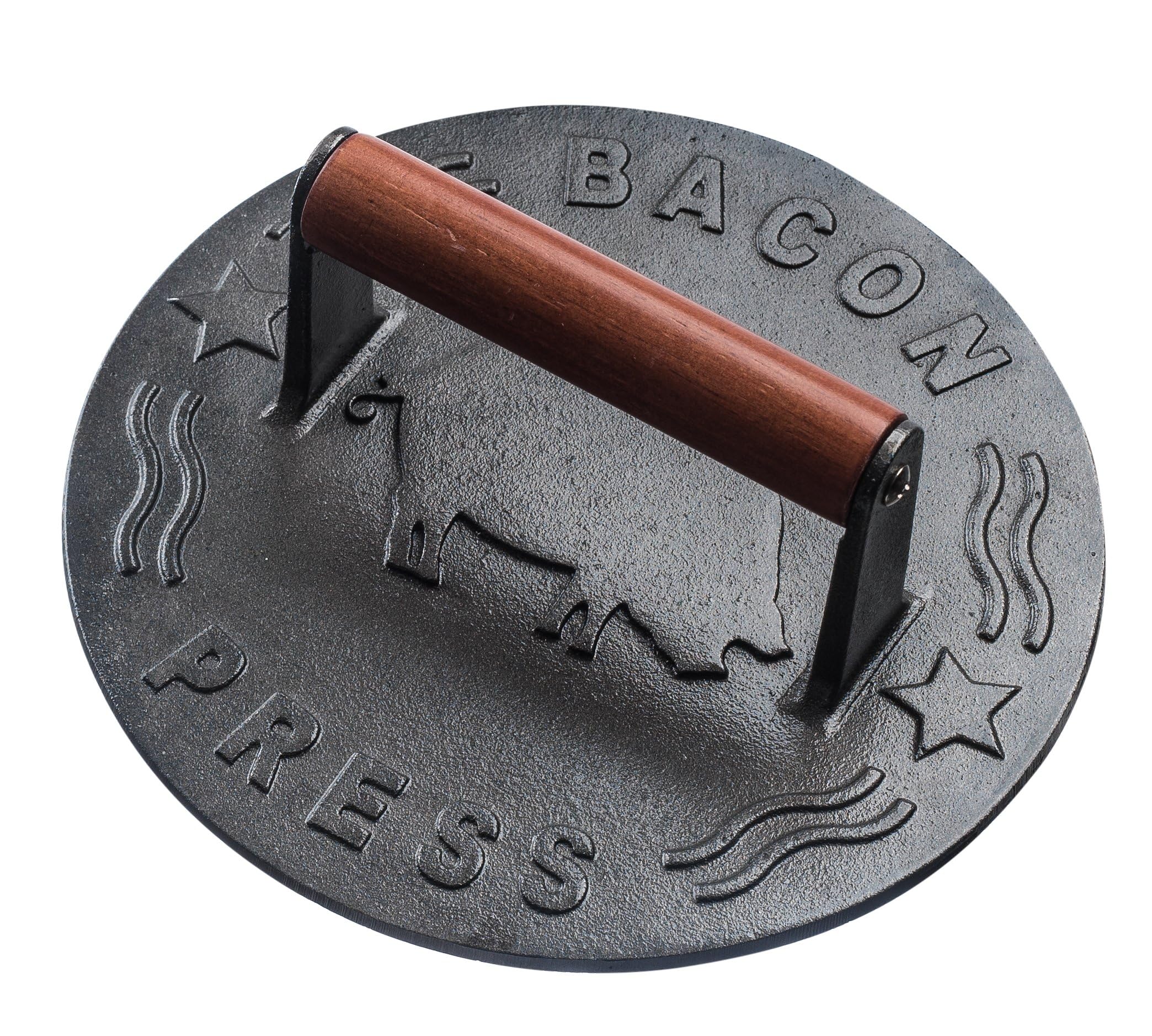 Bellemain 8.5-Inch Round Cast Iron Bacon Press - Heavy Duty Grill Weight for Perfectly Seared Bacon, Steak, Sandwiches & Paninis | Even Heat Distribution | Ideal for Griddle, BBQ, Camping & Home Cooking
