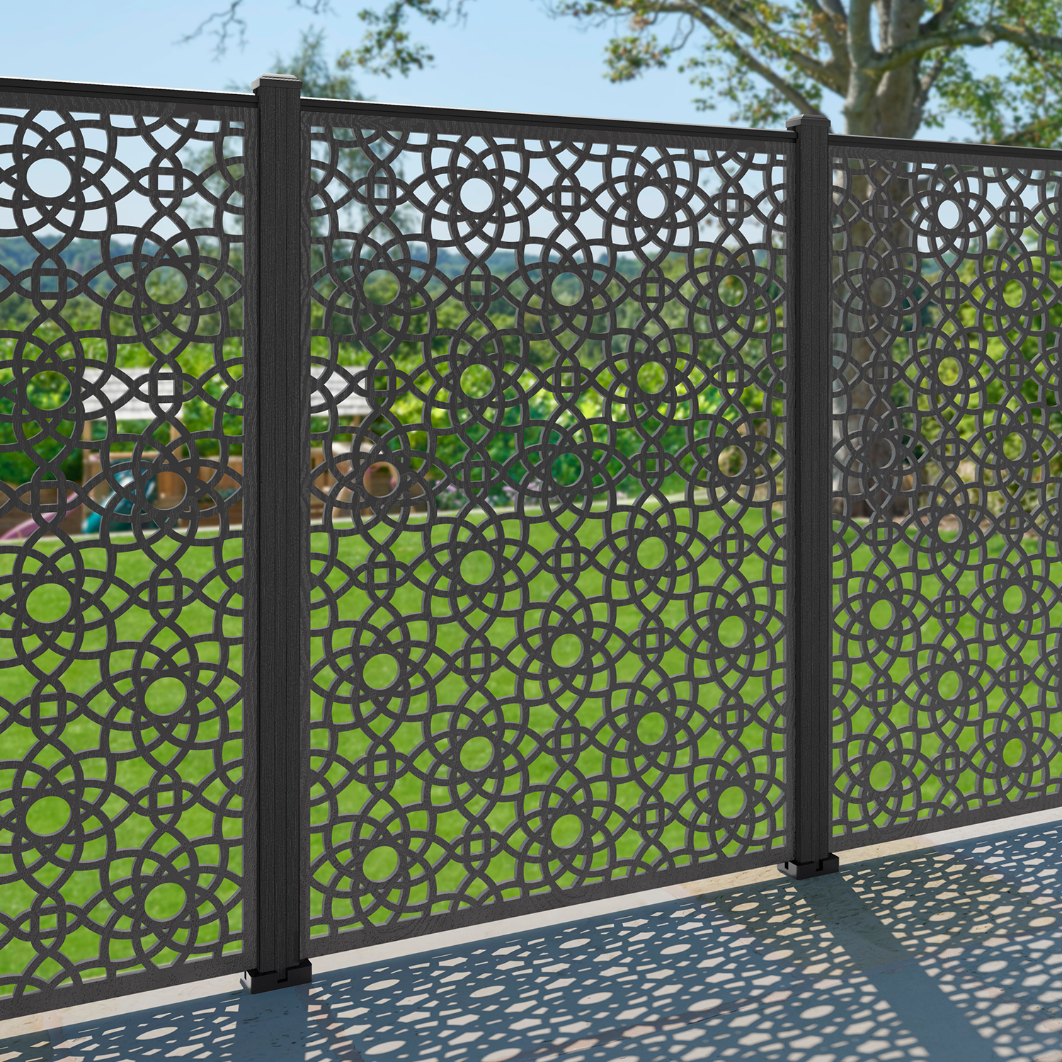 Ambar Decorative Fence 120x180cm (4x6ft) Composite Wood Privacy Screen Panel - Perfect for Garden, Patio, and Backyard Landscaping