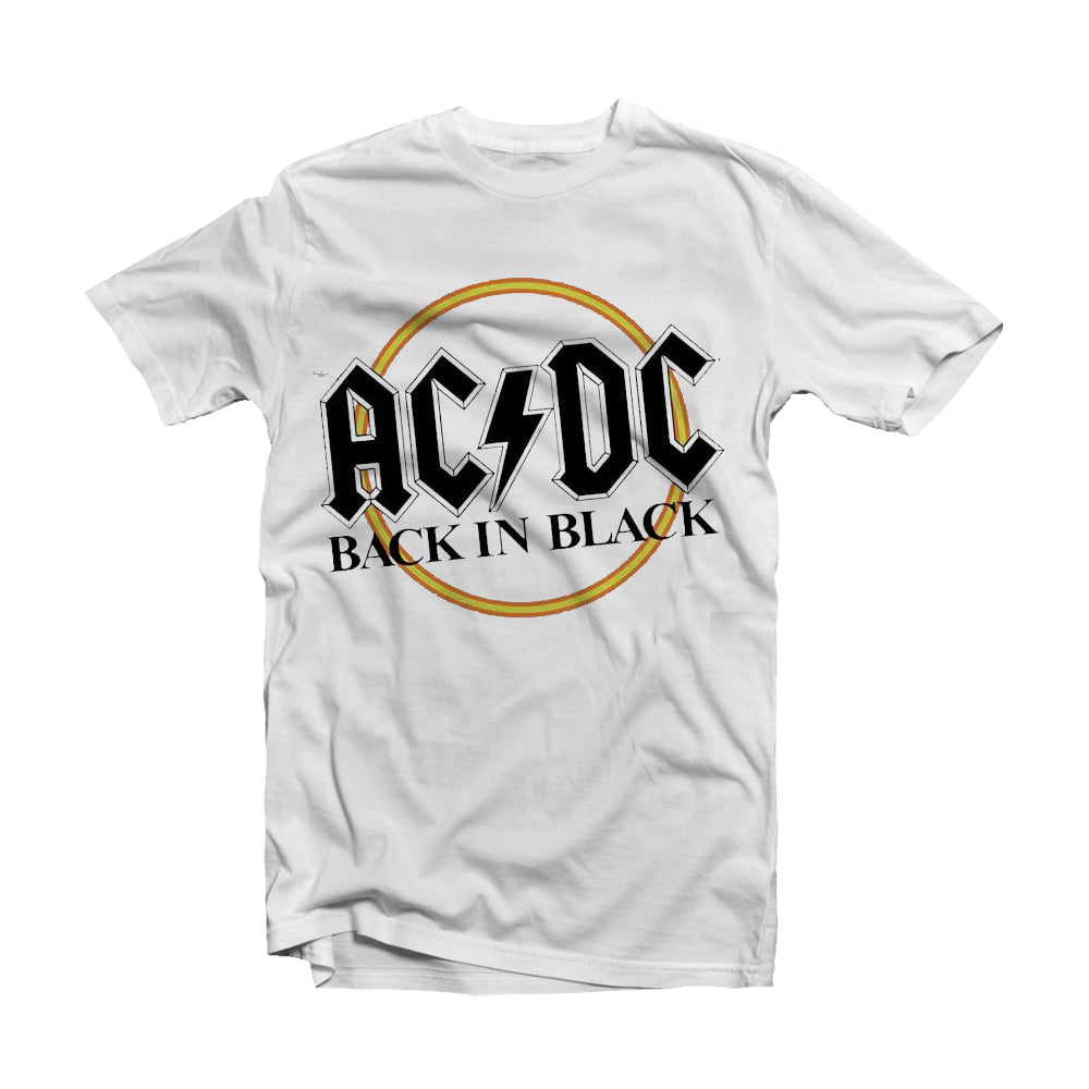 AC/DC Back In Black Circle Graphic T-Shirt | Vintage Rock Band Tee for Men & Women | Perfect for Concerts, Parties & Casual Wear
