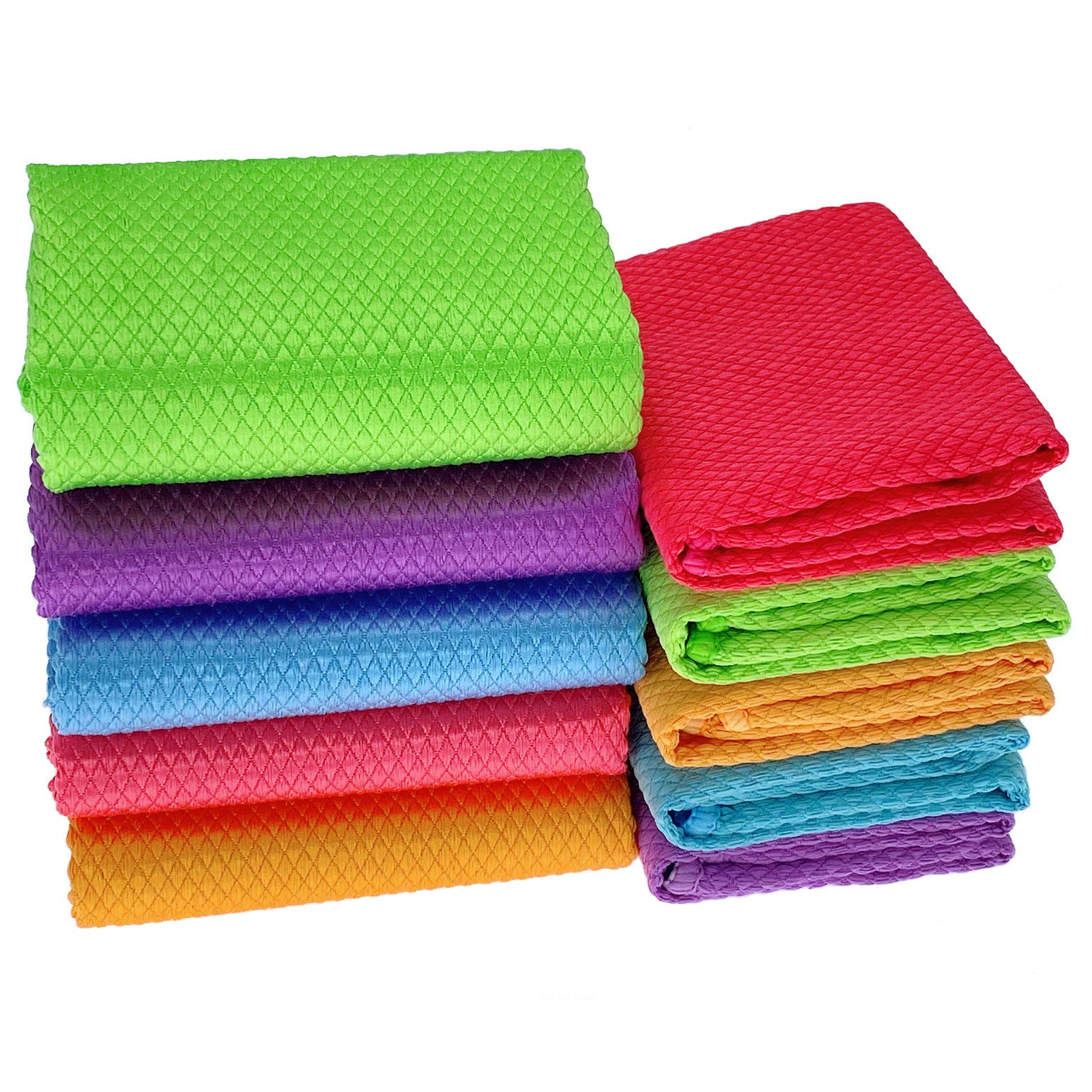 CZandCZ Nano Fish Scale Microfiber Cleaning Cloth - 10 Pack for Streak-Free Cleaning on Windows, Mirrors, Glass & Stainless Steel - Perfect for Home, Office & Car Detailing