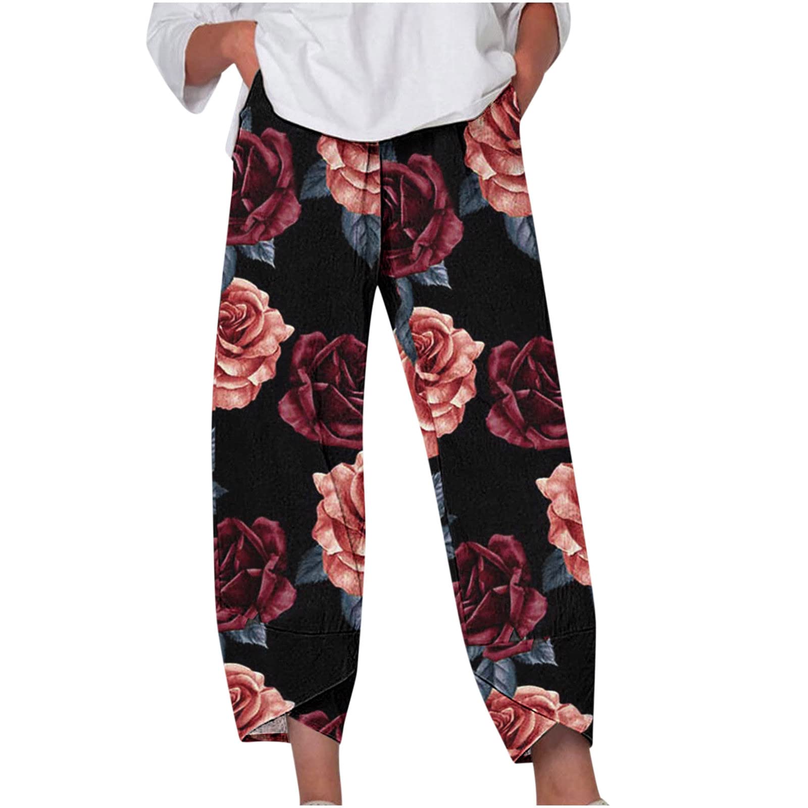 SHENGXINY Women's Cargo Pants - High Waist Slim Fit Casual Linen Pants with Drawstring for Sports & Outdoor Activities | Perfect for Hiking, Travel & Everyday Wear