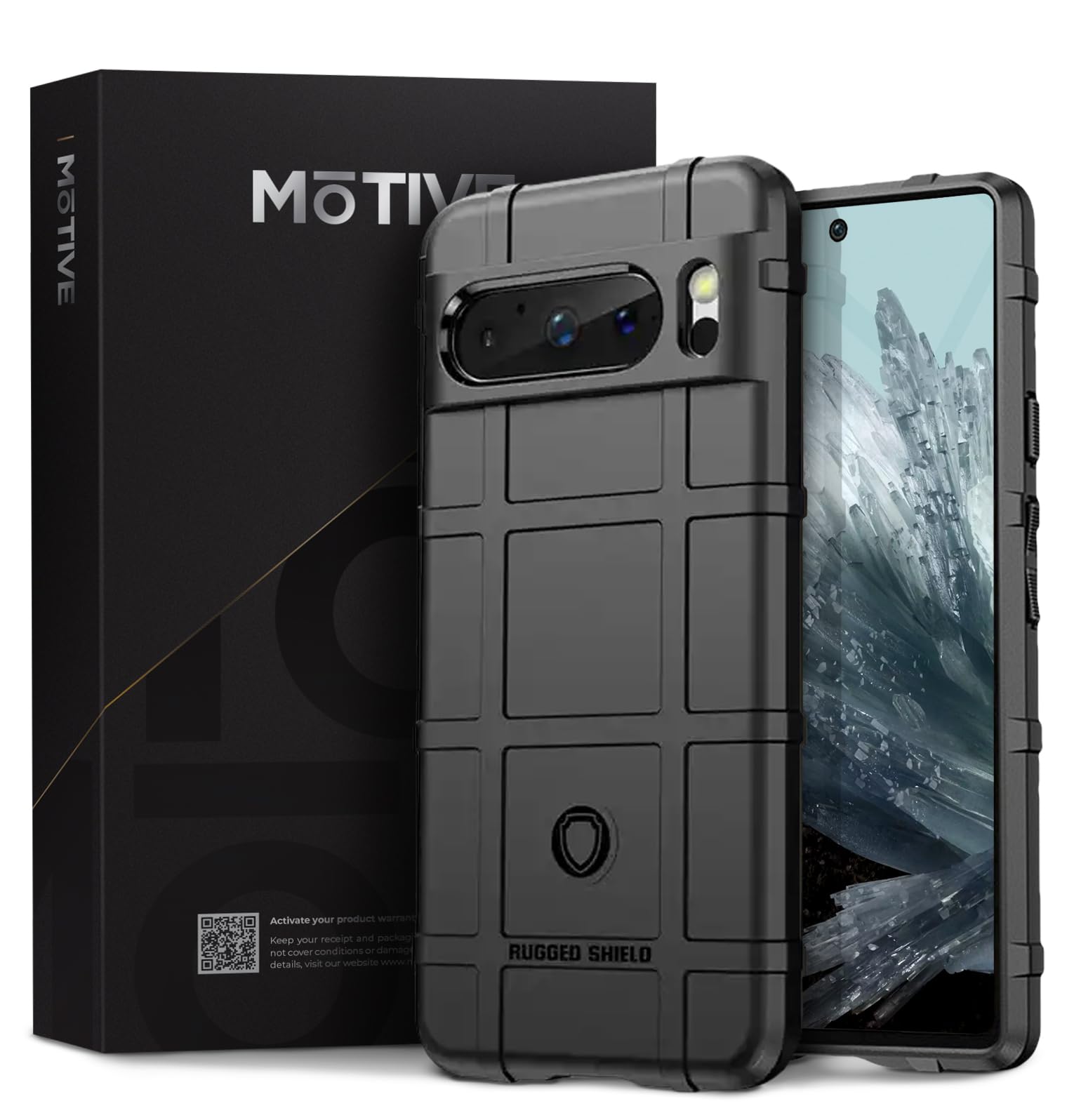 MOTIVE Slim Rugged Protective Case for Google Pixel 8 Pro - Durable Dual-Layer (PC+TPU) Shockproof Cover with Enhanced Grip | Lightweight & Flexible Design | Perfect for Outdoor Activities, Travel & Daily Protection | Black