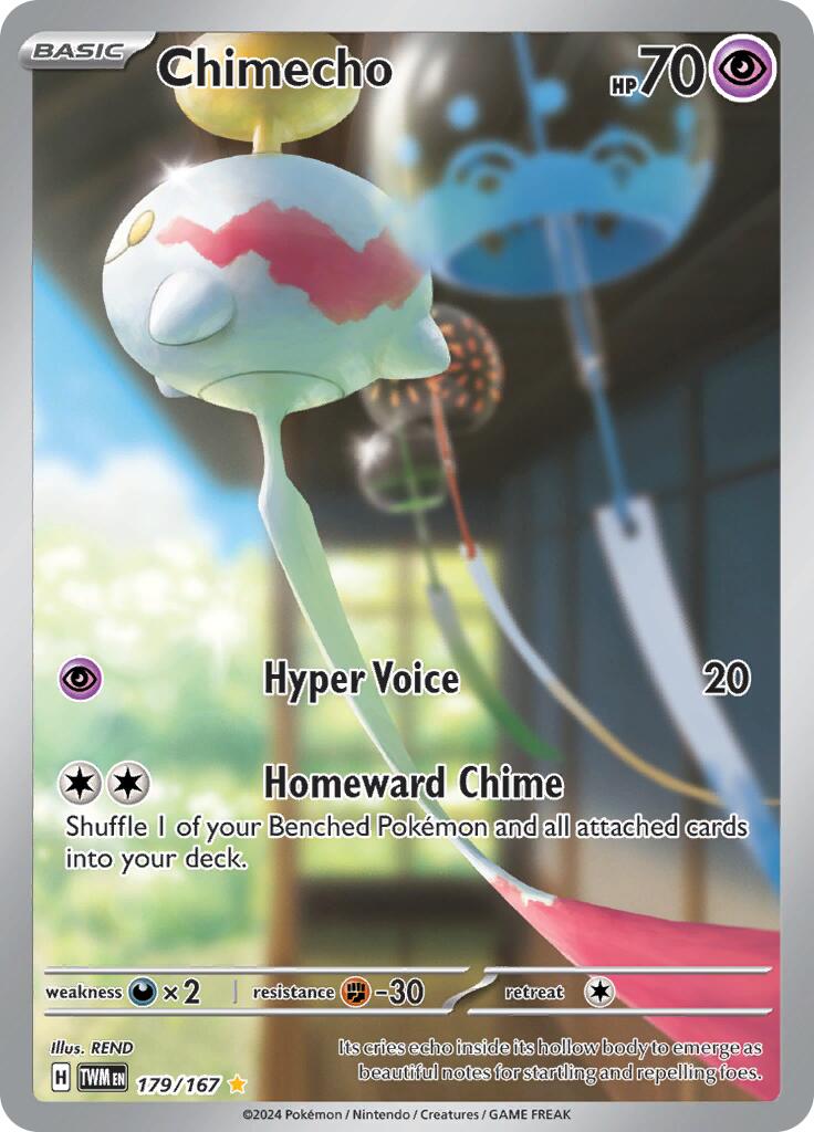 Chimecho Pokemon Card 179/167 TWM - Rare Collectible for Trading Card Game Enthusiasts | Perfect for Battles, Collections & Gifts
