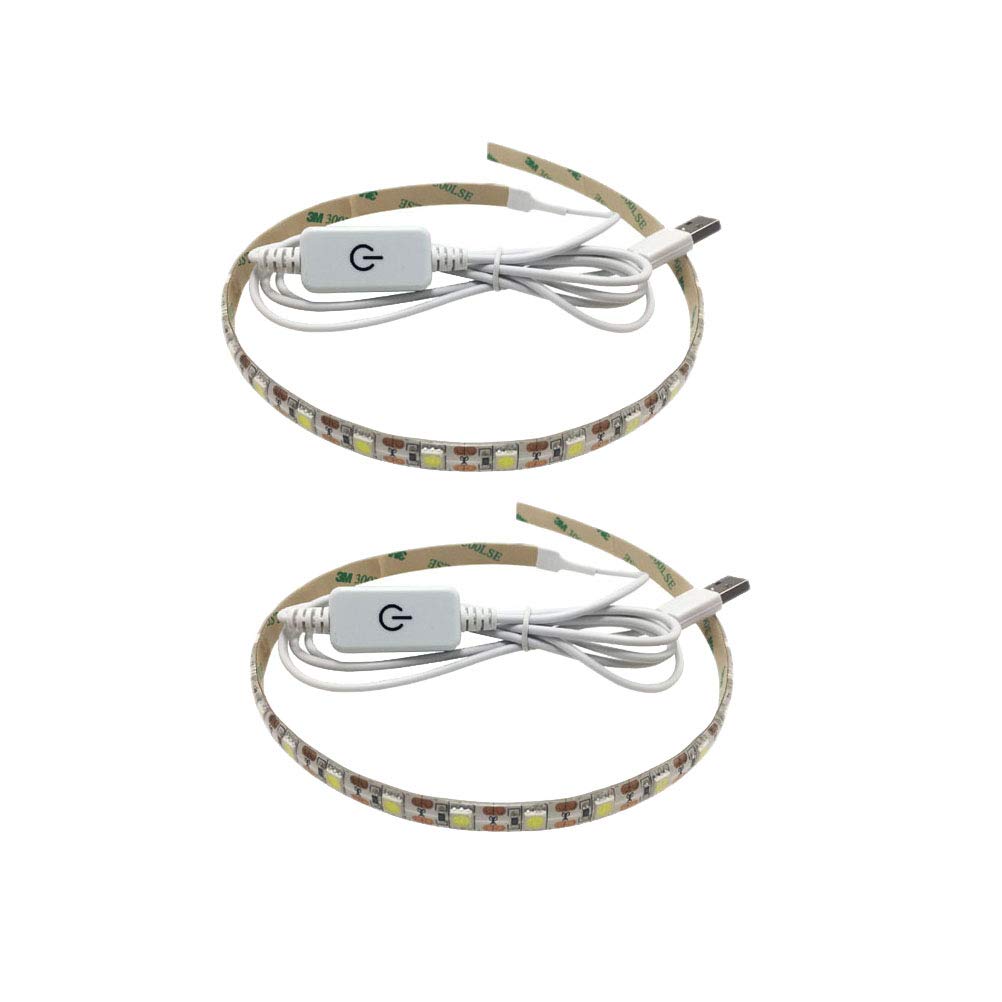 2pcs Eco-Friendly LED Strip Lights USB Powered - Self-Adhesive Light Strips for Sewing Machine, Crafting & Home DIY Projects - Perfect for Workspaces, Closets & Under Cabinet Lighting
