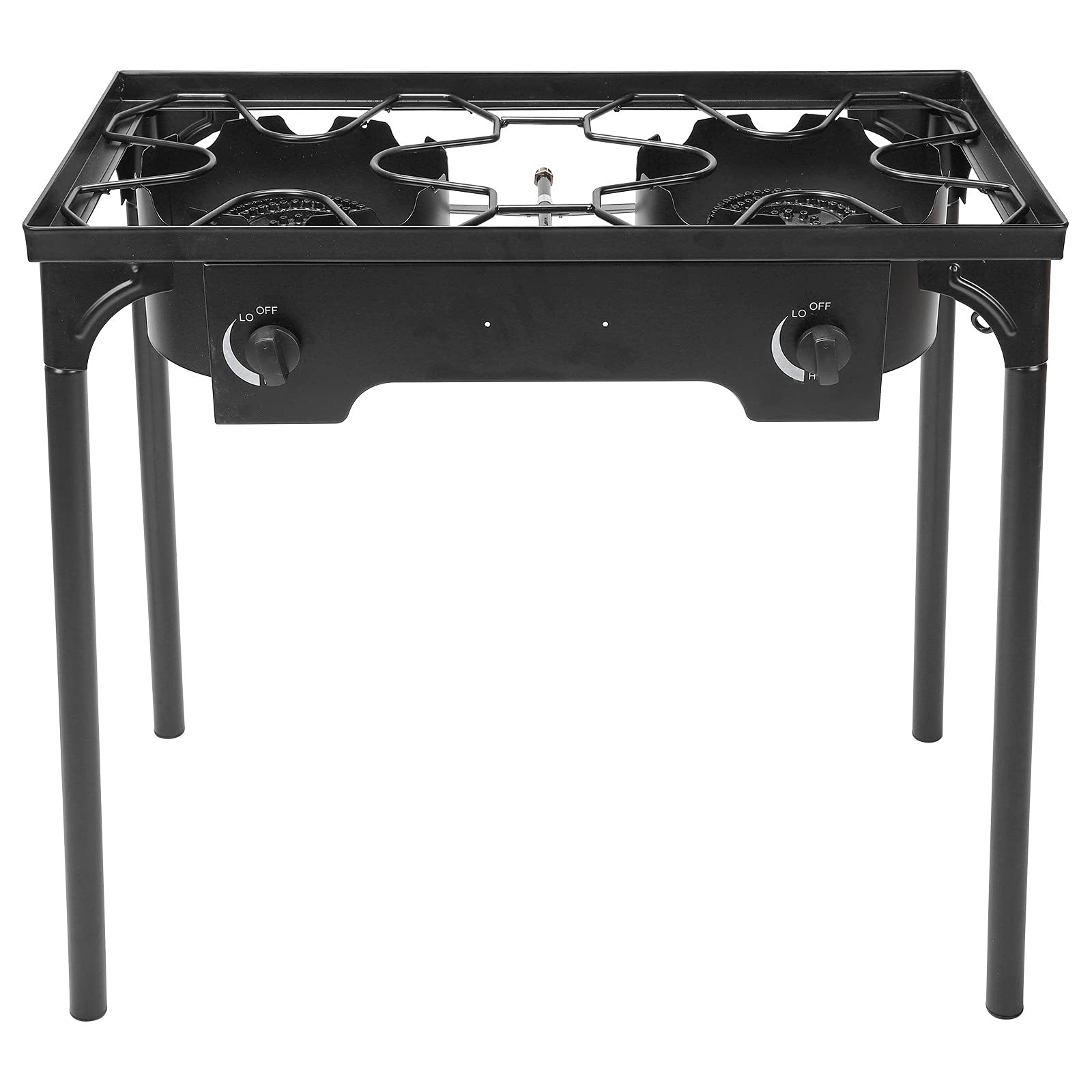 APODTY 2 Burner Gas Stove with Stand - Portable Outdoor Cooking Stove for Camping, Picnics, Backyard BBQs & Patio Parties