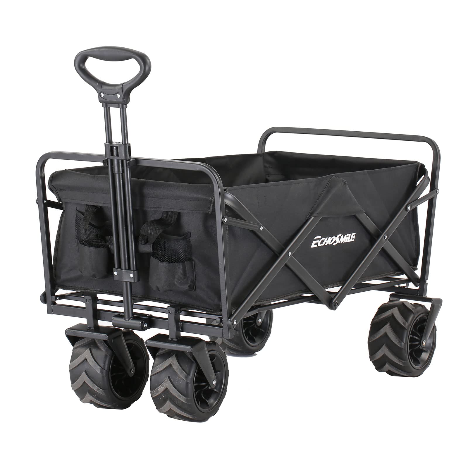 Heavy Duty 350 Lbs Capacity Collapsible Wagon Cart - All Terrain Folding Utility Wagon with Big Wheels for Camping, Beach, Grocery Shopping, Sports & Outdoor Activities - Portable Rolling Cart for Picnics, Tailgating, Gardening and More