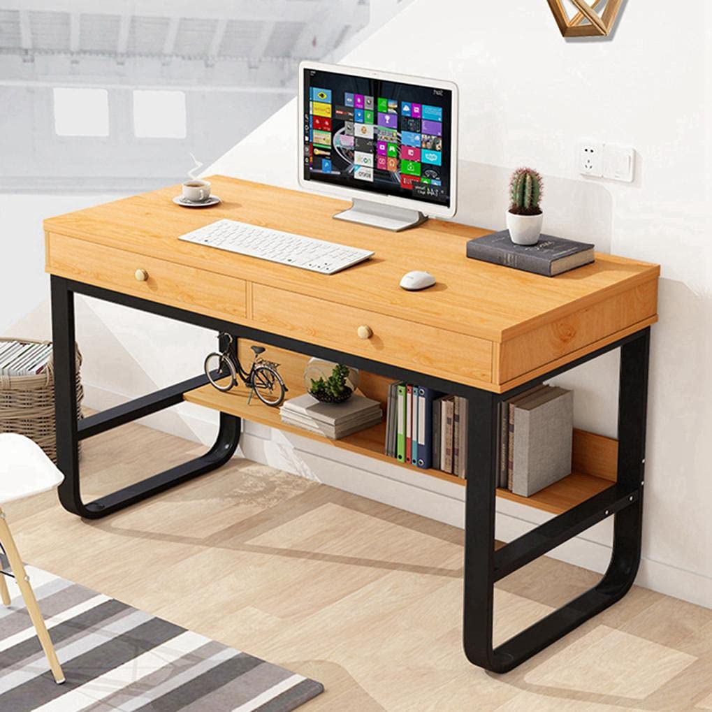 Modern Home Office Computer Desk with Double Drawers - Simple Student Study Desk for Writing, PC & Laptop Workstation - Perfect for Bedroom, Living Room & Study Room Furniture - Ideal for Remote Work, Online Classes & Small Space Home Offices