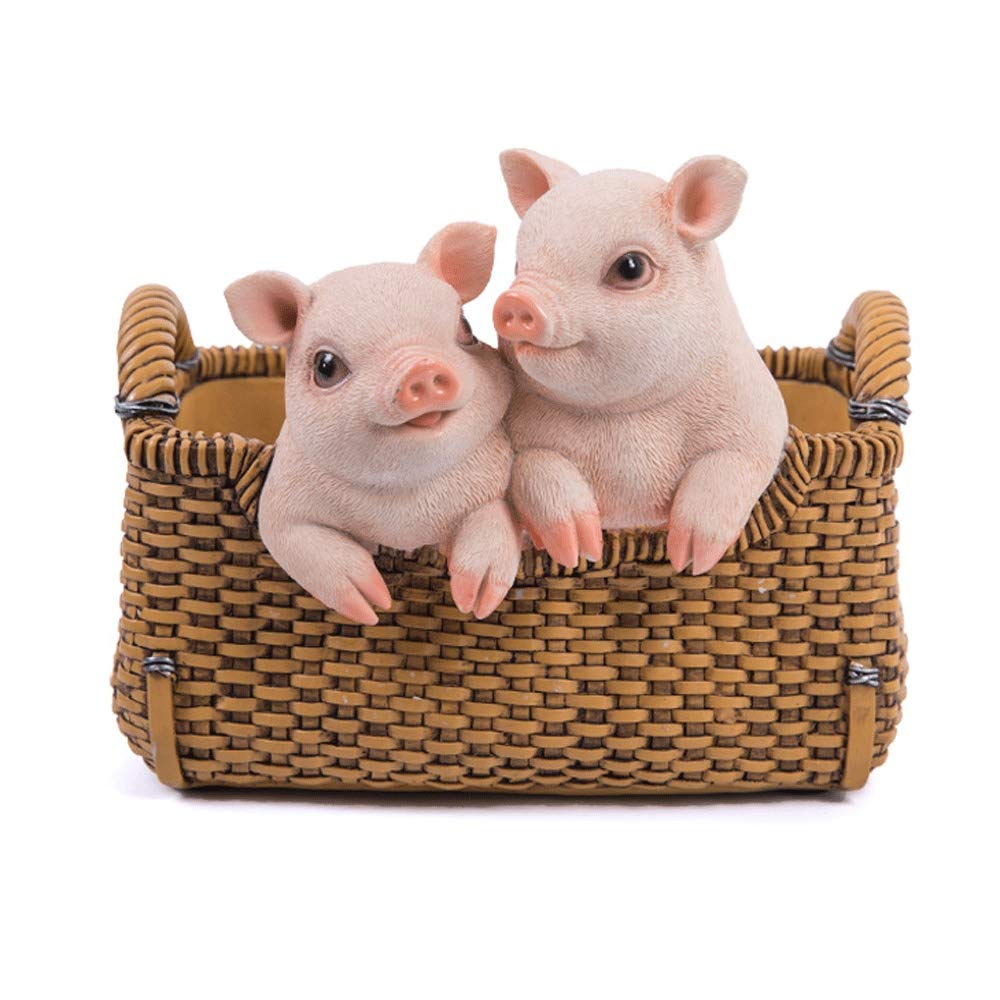 Cute Resin Cat Makeup Desk Organizer - Stylish Pen Holder & Phone Stand with Key Storage for Home Office | Perfect for Cosmetics, Stationery & Small Accessories (Pig Design)