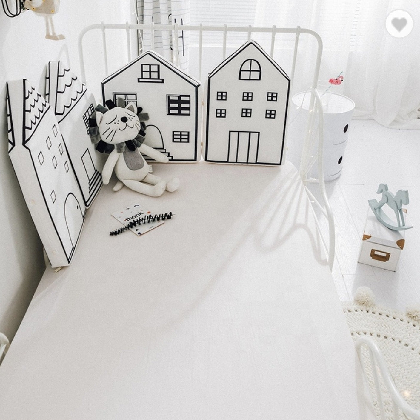 Doodle Houses Theme Baby Crib Bumper - Soft Nursery Bedding for Safe & Comfortable Sleep - Perfect for Newborns, Infants & Toddlers