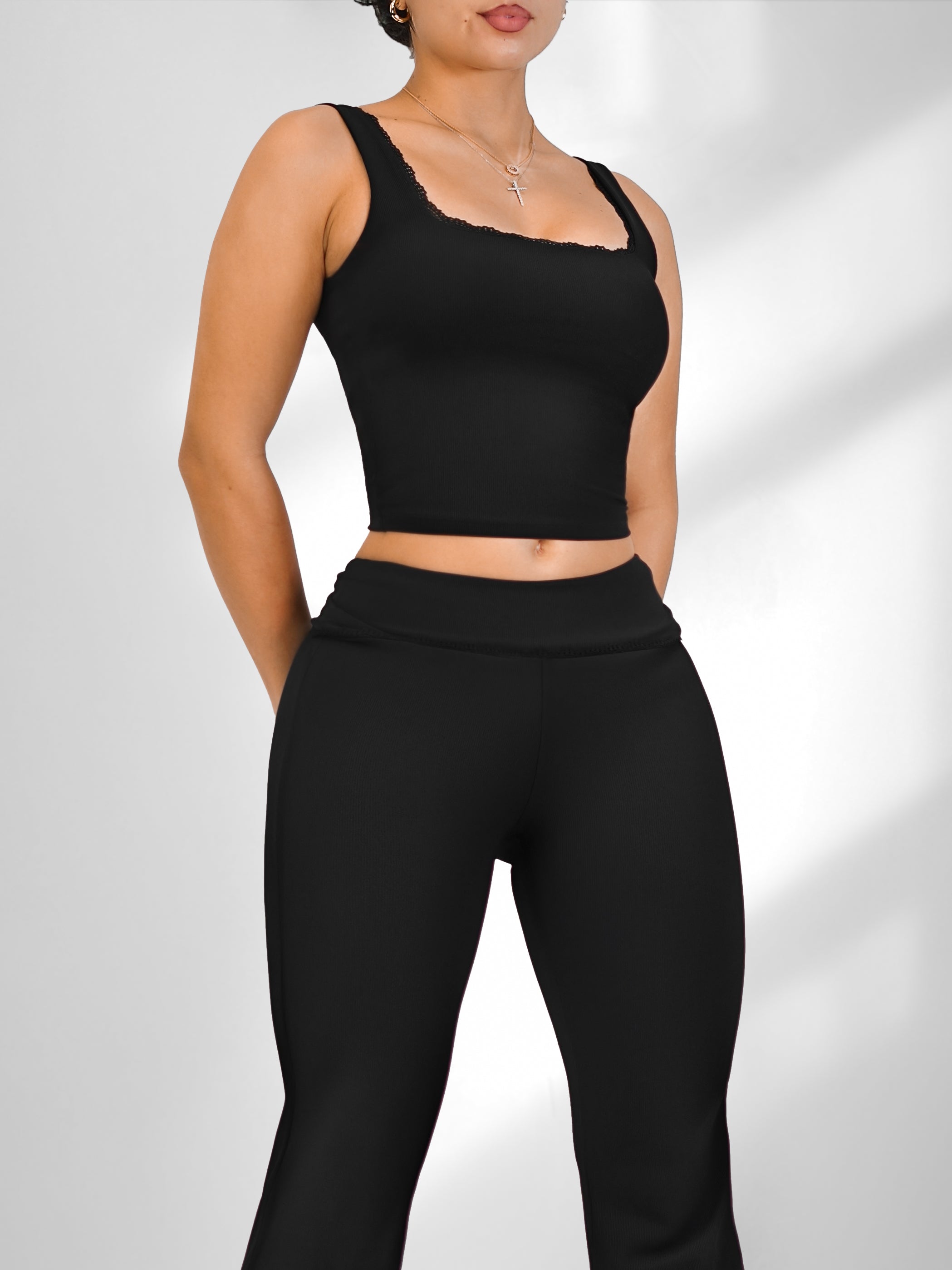 Black Lace Pilates Sports Top for Women - Breathable Workout Shirt for Yoga, Gym & Fitness Training