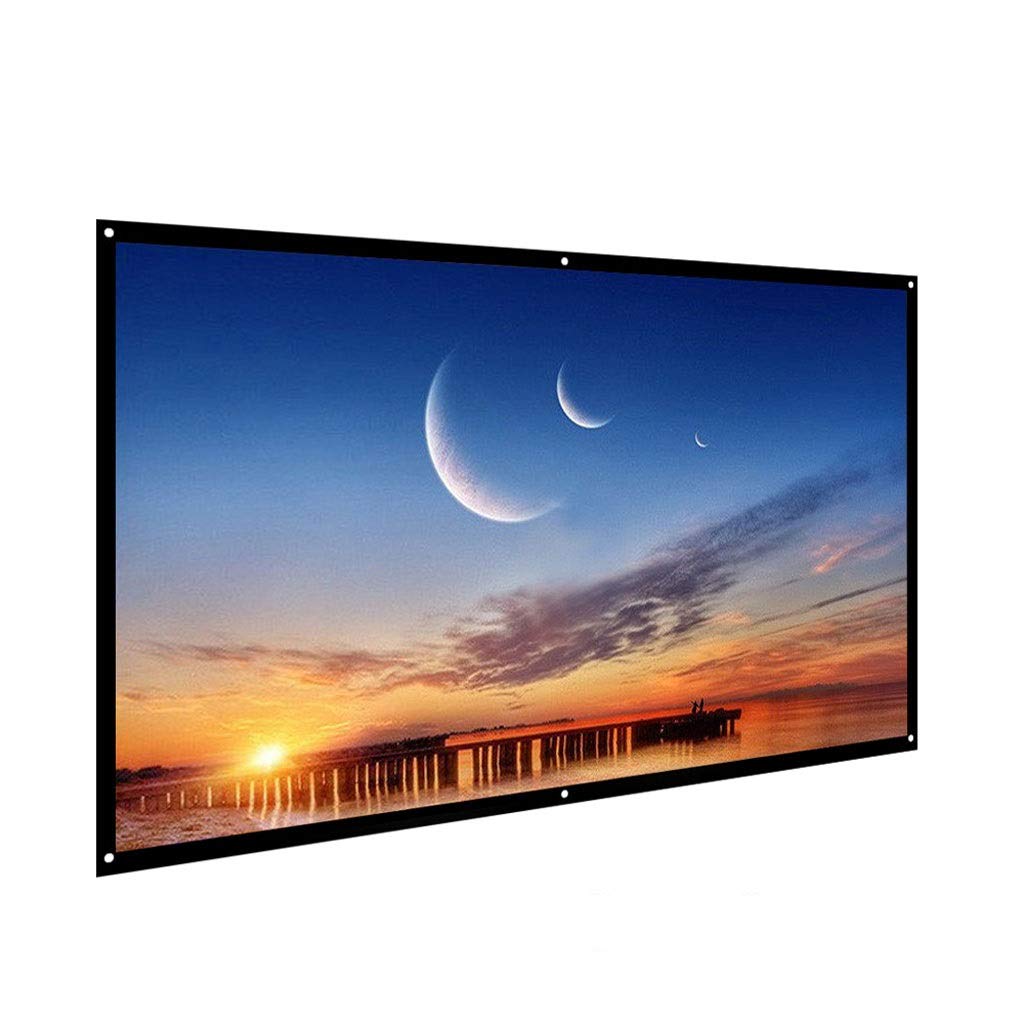 60/72/84/100/120 Inch HD 16:9 White Dacron Projector Screen - Wall Mounted Home Theater Movie Projection Screen for Indoor Movies, Presentations & Gaming (100 Inch Size)