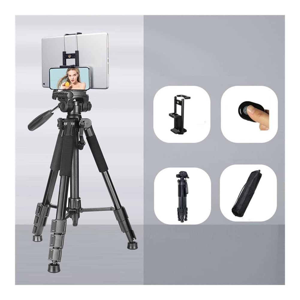RajoNN Professional Aluminum Camera Tripod Stand with Phone Mount - Portable Travel Tripod for DSLR, Phone, iPad & Vlogging - Lightweight & Adjustable for Outdoor Shooting, Live Streaming & Content Creation