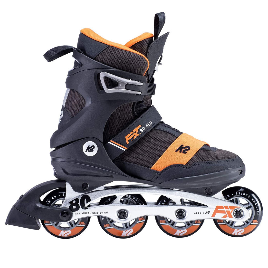 K2 FIT 80 Aluminum Men's Ski Boots - Black/Orange - Size 7 US / 39.5 EU / 25cm - Perfect for Downhill Skiing & Winter Sports