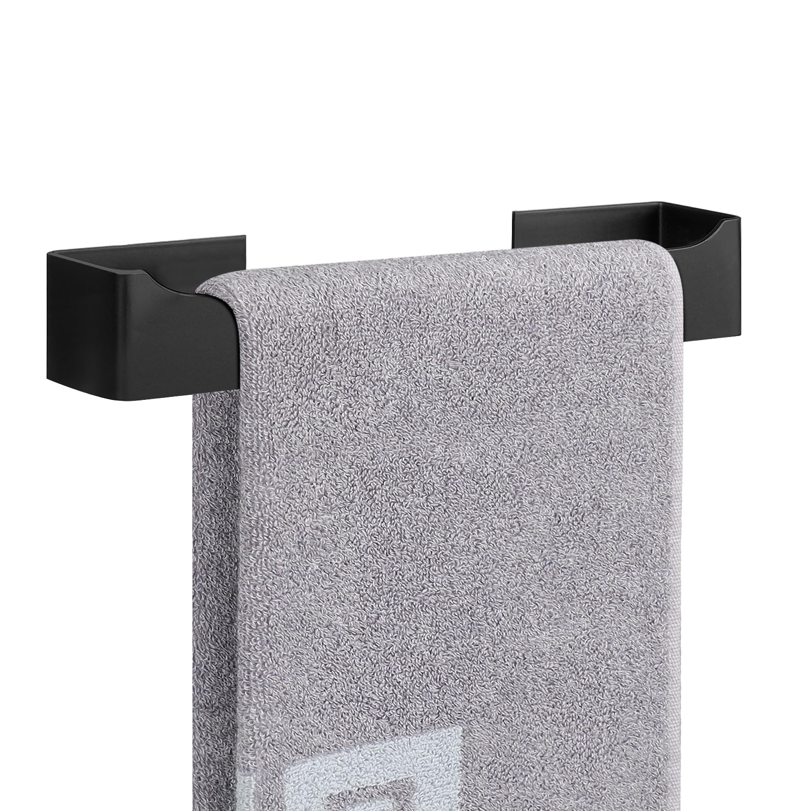 NearMoon Self-Adhesive Stainless Steel Hand Towel Holder - 12 Inch Matte Black Wall Mounted Towel Ring for Bathroom & Kitchen - Rustproof, No Drill Installation - Perfect for Small Spaces & Rental Homes