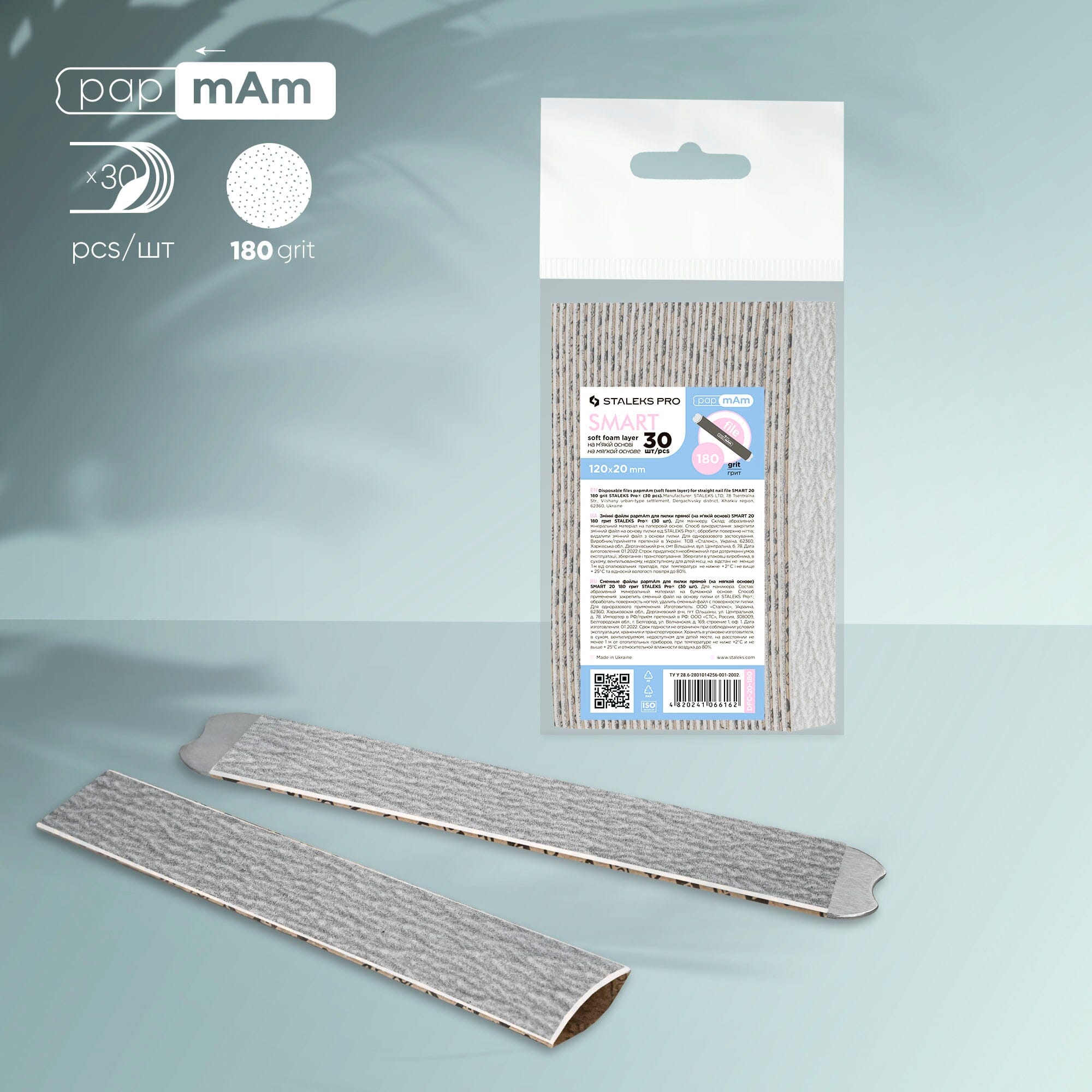 Staleks Disposable Nail Files 180 Grit - 30 Pack with Soft Foam Layer for Professional & At-Home Manicures | Perfect for Salons, DIY Nail Care & Travel