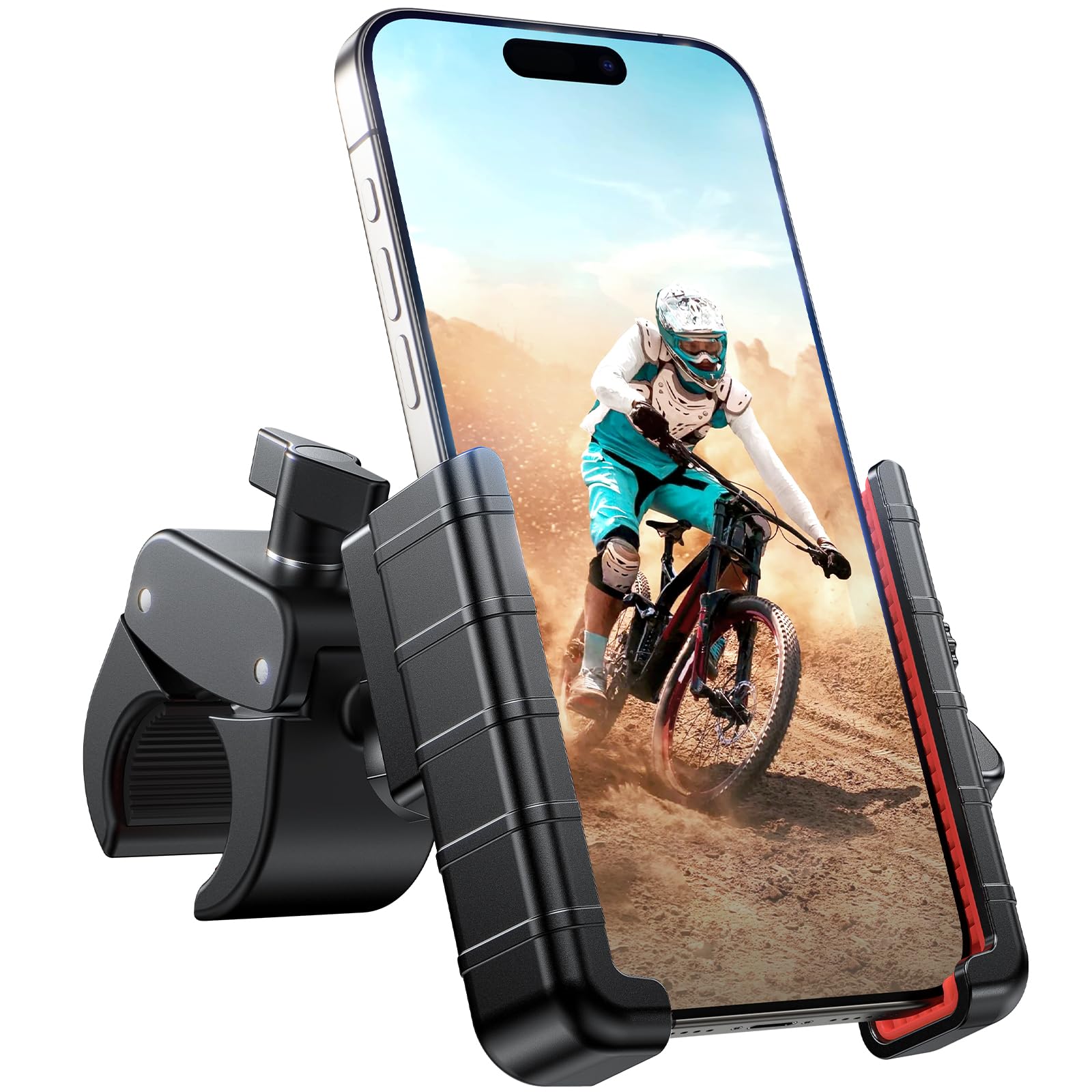 Miracase Bike Phone Mount - Universal Motorcycle & Bicycle Handlebar Phone Holder with Quick Lock System, Compatible with iPhone Samsung (4-7