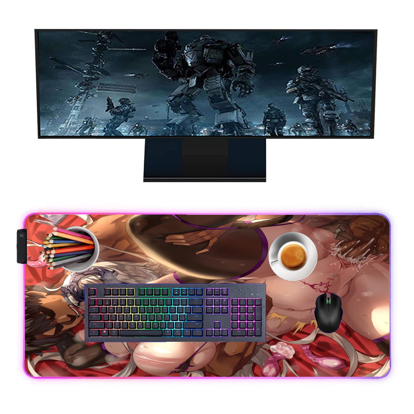 Anime Girl LED Gaming Mouse Pad - 39.37