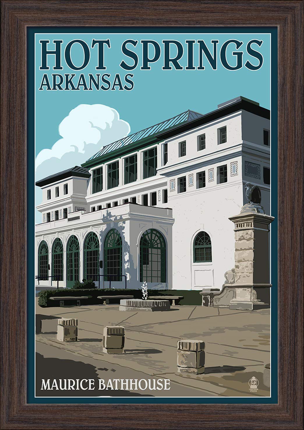 12x18 Giclee Fine Art Print of Hot Springs National Park Arkansas - Maurice Bathhouse in Recycled Wood Frame (Espresso Brown) - Perfect for Home Decor, Office Wall Art & Gift Ideas