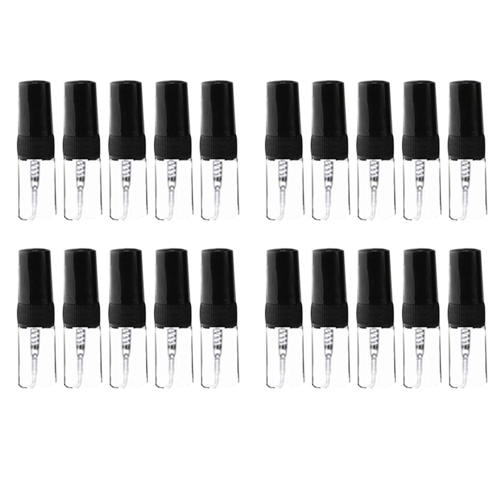 20Pcs 2ml Mini Portable Glass Perfume Bottles - Travel Size Empty Refillable Spray Bottles for Perfume, Essential Oils & Cosmetics | Perfect for Travel, Gym, Purse & DIY Projects