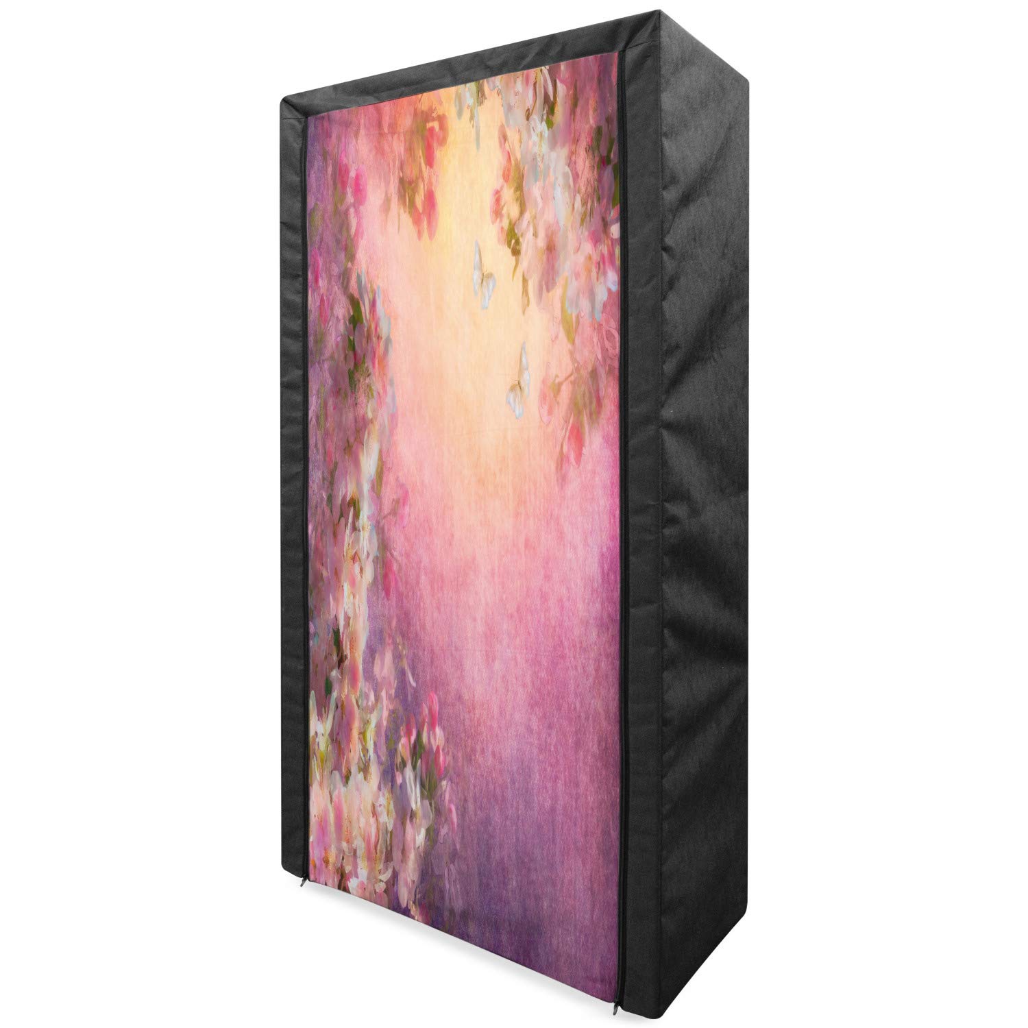 Ambesonne Portable Fabric Wardrobe - Enchanted Cherry Blossom Floral Design, 33.5