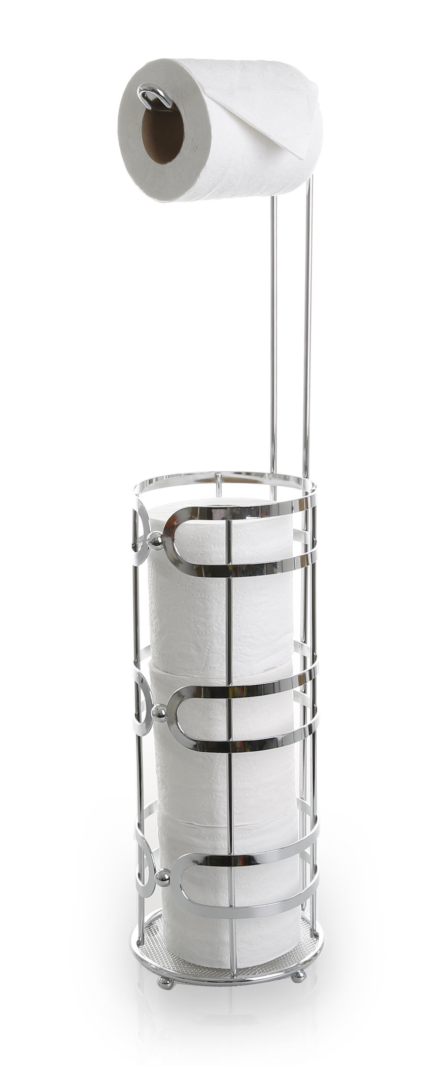 BINO 'The Luna' Free Standing Toilet Paper Holder - Chrome Finish Bathroom Tissue Stand | Perfect for Bathroom, Guest Room & RV Use