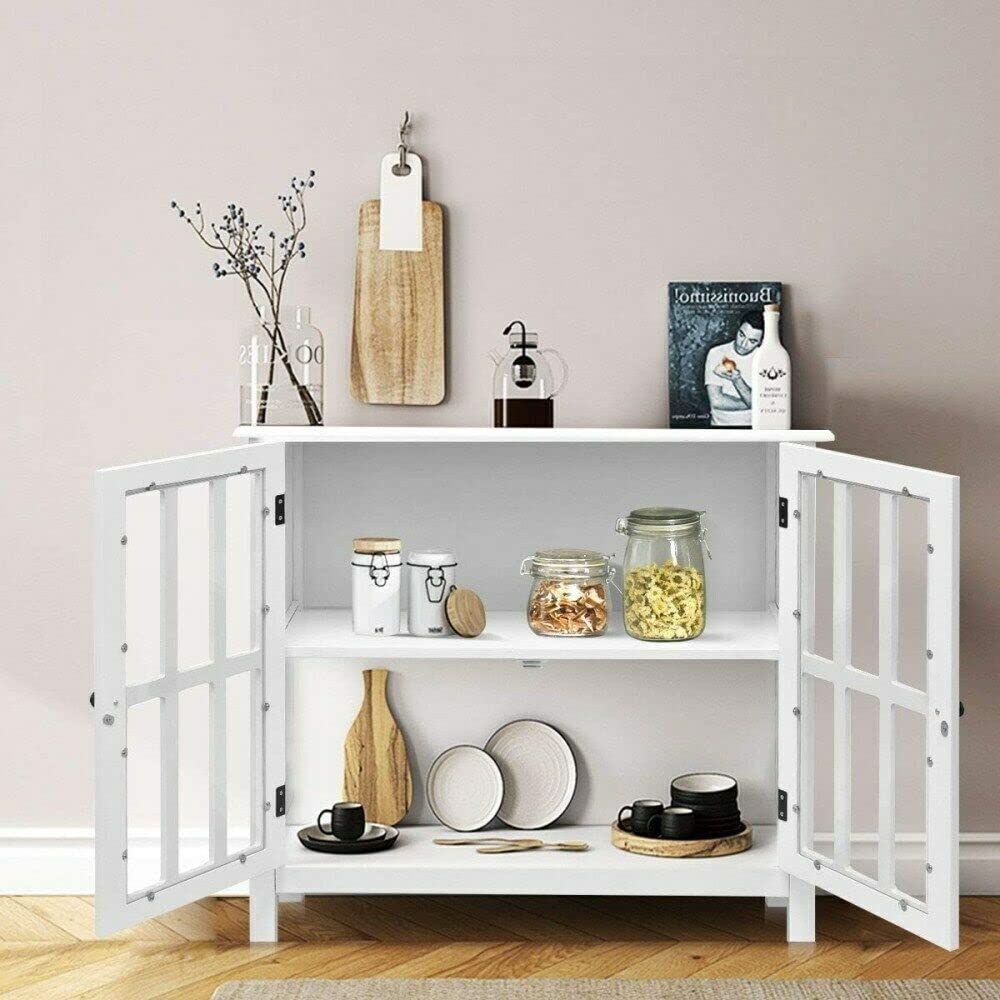 Wooden Pantry Cabinet with Double Doors - Kitchen Storage Cabinet, Buffet Sideboard & Cupboard Organizer for Pantry, Dining Room & Home Organization