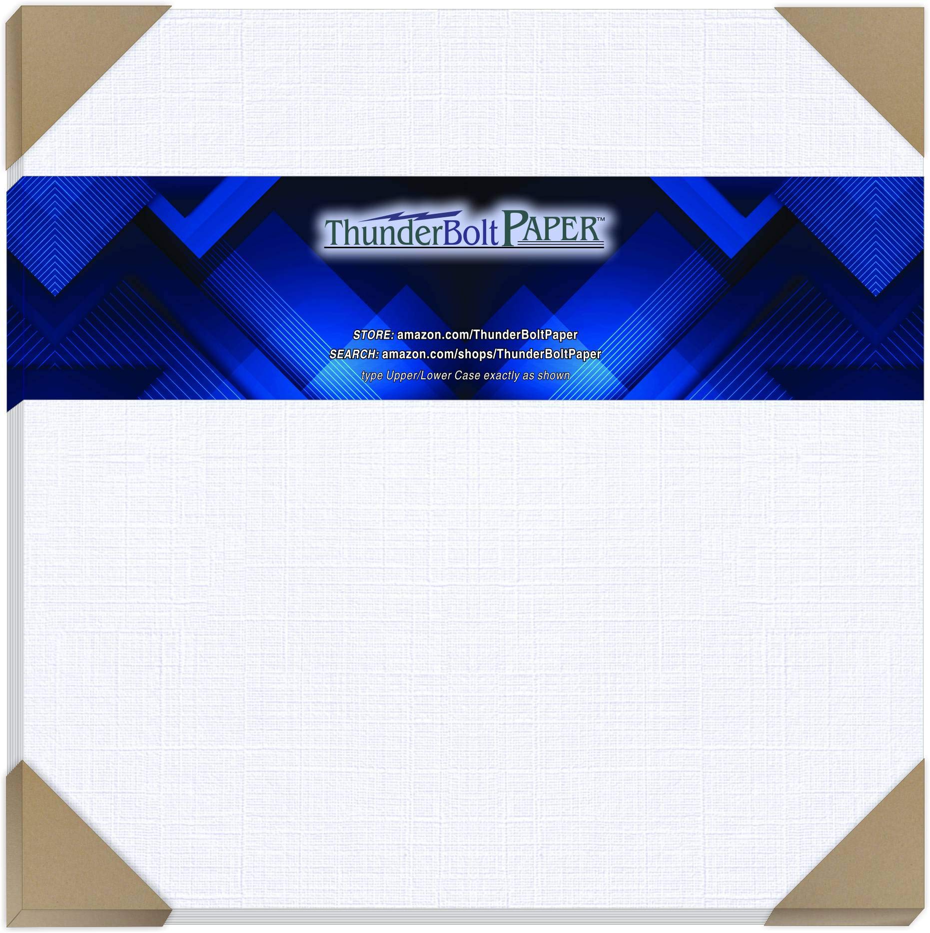 25 Bright White Linen 80# Cover Paper Sheets - 12x12 Inches Square Scrapbook Album Size - 80 lb Cardstock with Fine Linen Texture - Perfect for DIY Cards, Invitations, Scrapbooking and Craft Projects