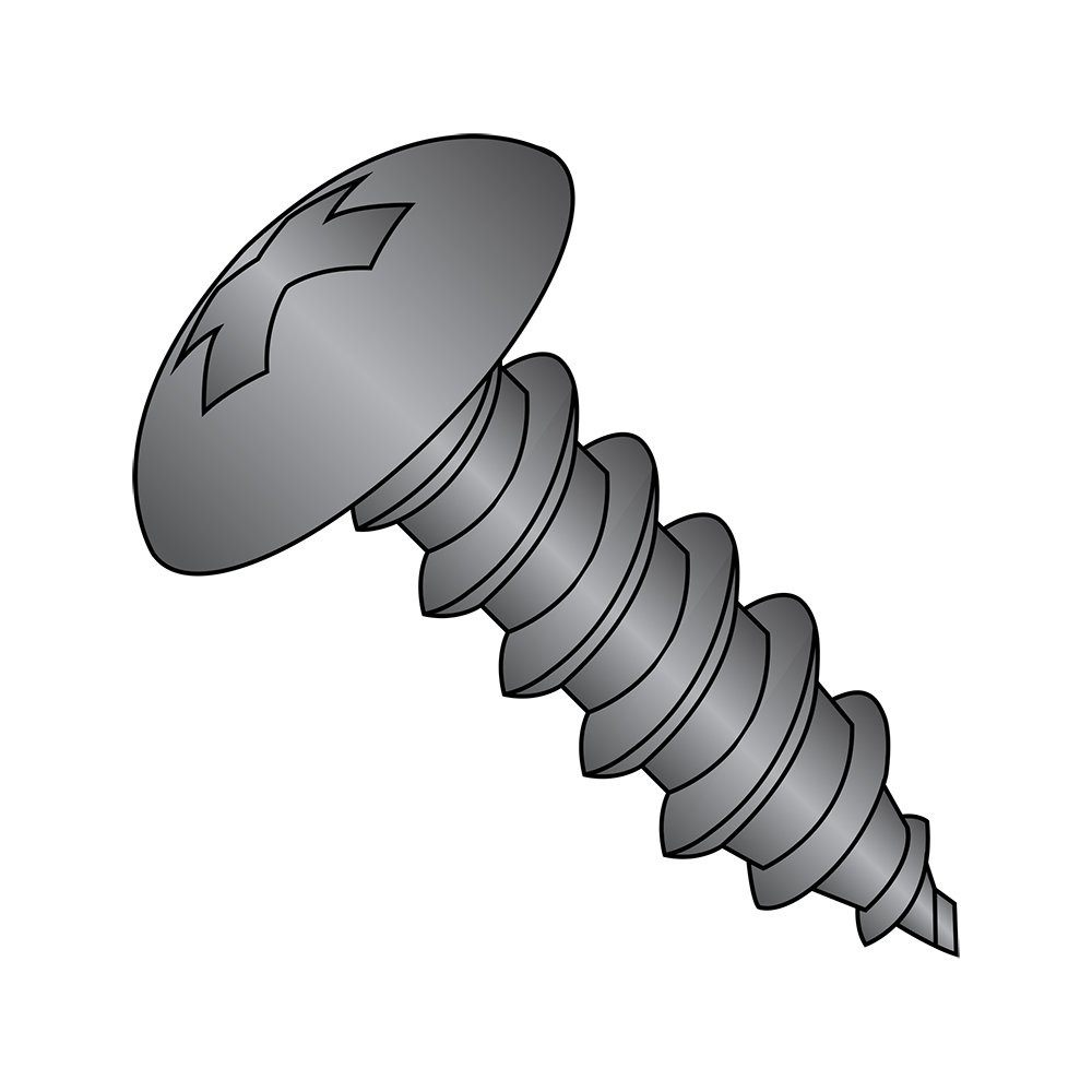 Small Parts 0406ABPTB Black Oxide Steel Sheet Metal Screws, Truss Head, Phillips Drive, Type AB, #4-24 Thread, 3/8