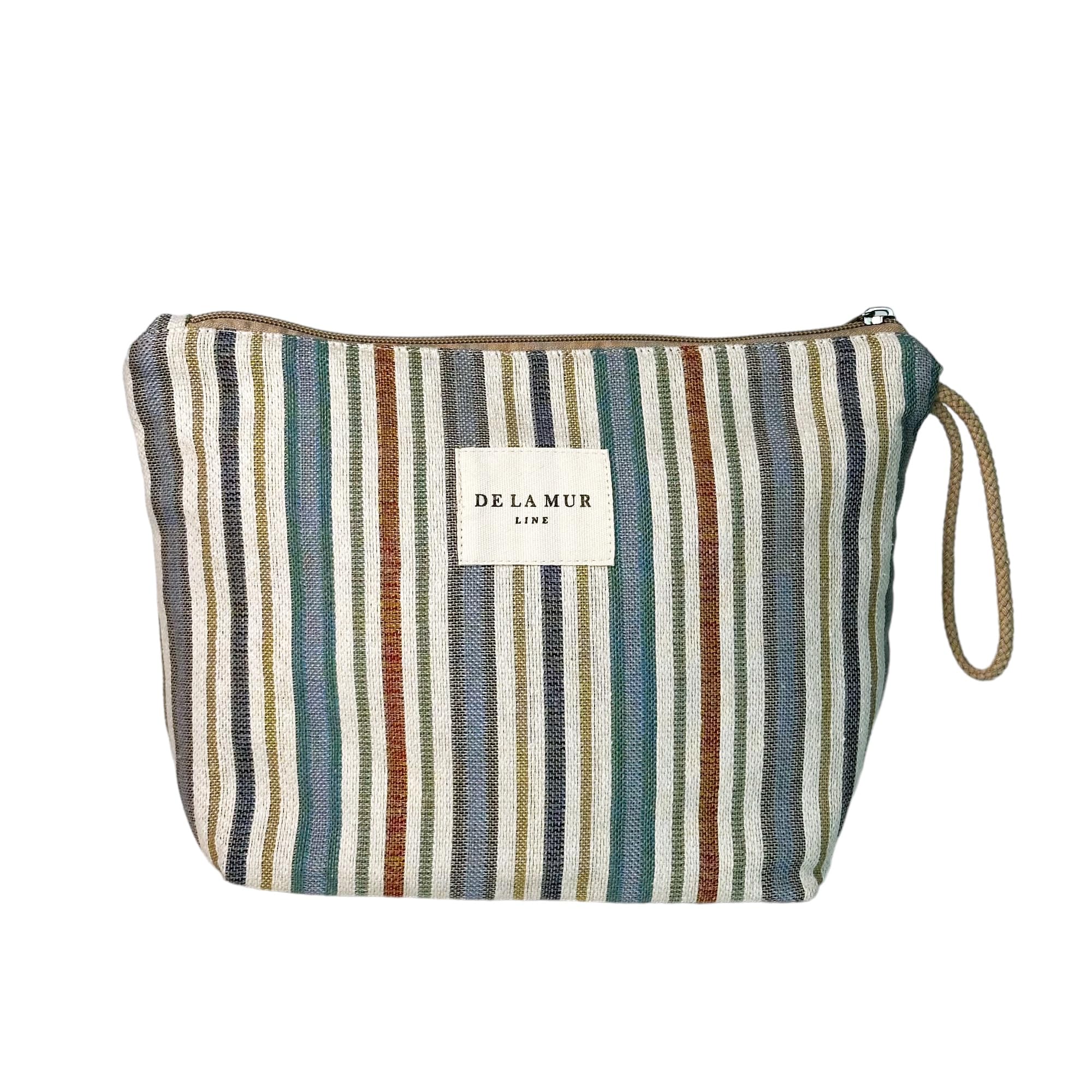 Large Boho Striped Travel Makeup Bag - Spacious Cosmetic & Toiletry Organizer for Women - Waterproof Travel Essentials Pouch for Skincare & Beauty Products | Perfect for Vacation, Gym & Daily Use | Made in Barcelona Spain
