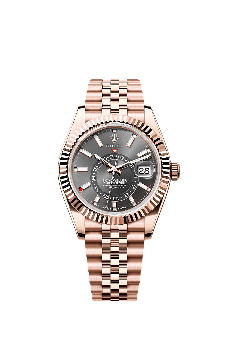 Rolex Sky Dweller 336935 42mm Everose Gold Watch with Slate Dial & Jubilee Bracelet - Luxury Men's Timepiece for Business, Travel & Special Occasions