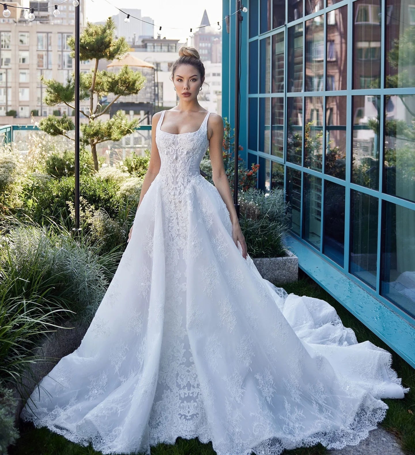 Luxury Lace Wedding Dress with Pearls - Elegant Bridal Gown for Civil Ceremony | Handmade Couture Wedding Dress for Bride | Perfect for Church Weddings, Beach Nuptials & Formal Receptions