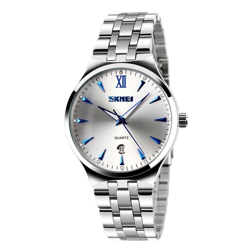 Classic Stainless Steel Men's Watches - Slim Minimalist Design with Date Window | Silver Analog Wristwatch for Business, Casual & Formal Occasions