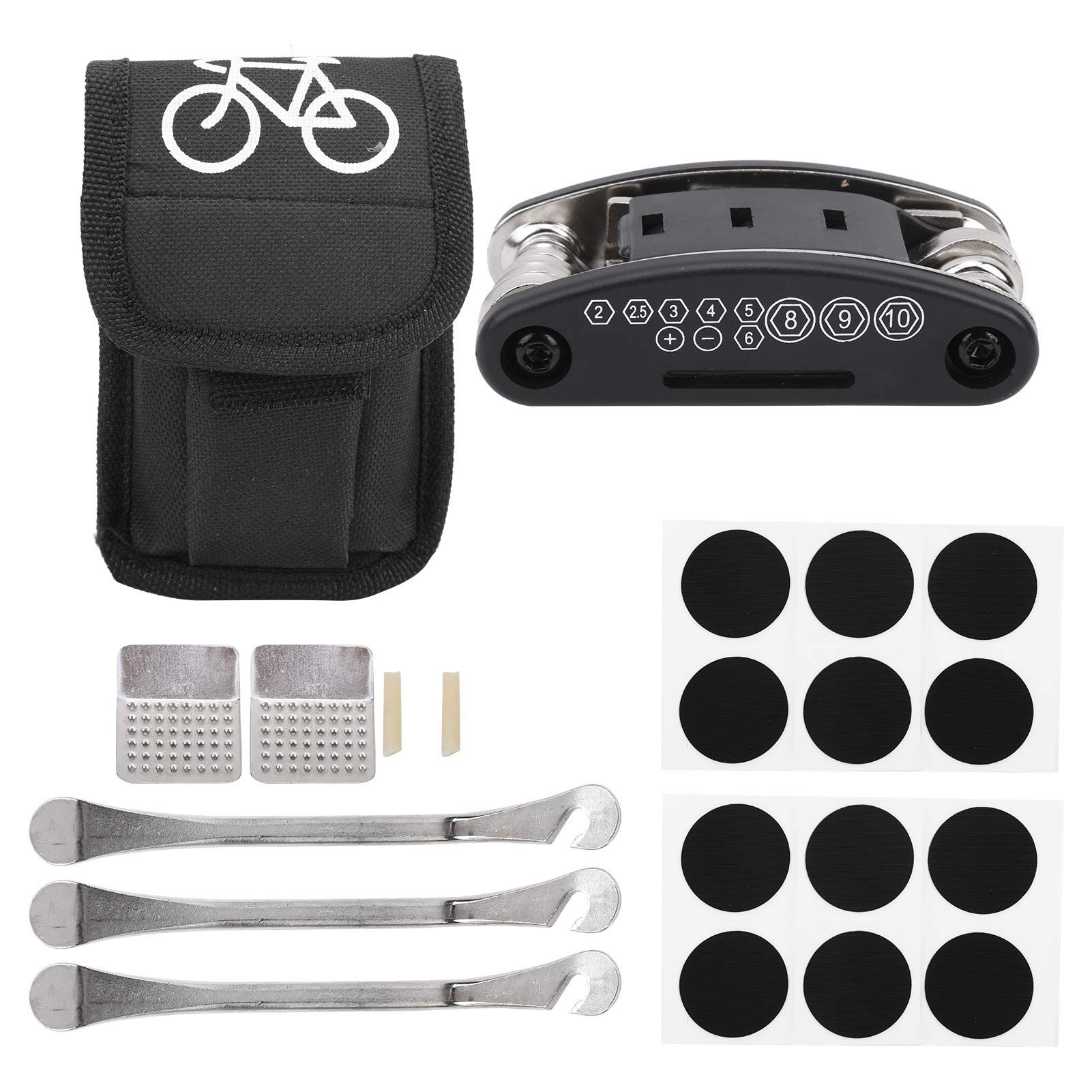 21-Piece Bicycle Tire Repair Kit - 16-in-1 Multifunctional Tool with Tire Levers, Glueless Tube Patches, Metal Rasp & Valve Core Tool - Portable Bike Puncture Repair Set for Road/Mountain Bikes - Perfect for Emergency Repairs & Cycling Maintenance