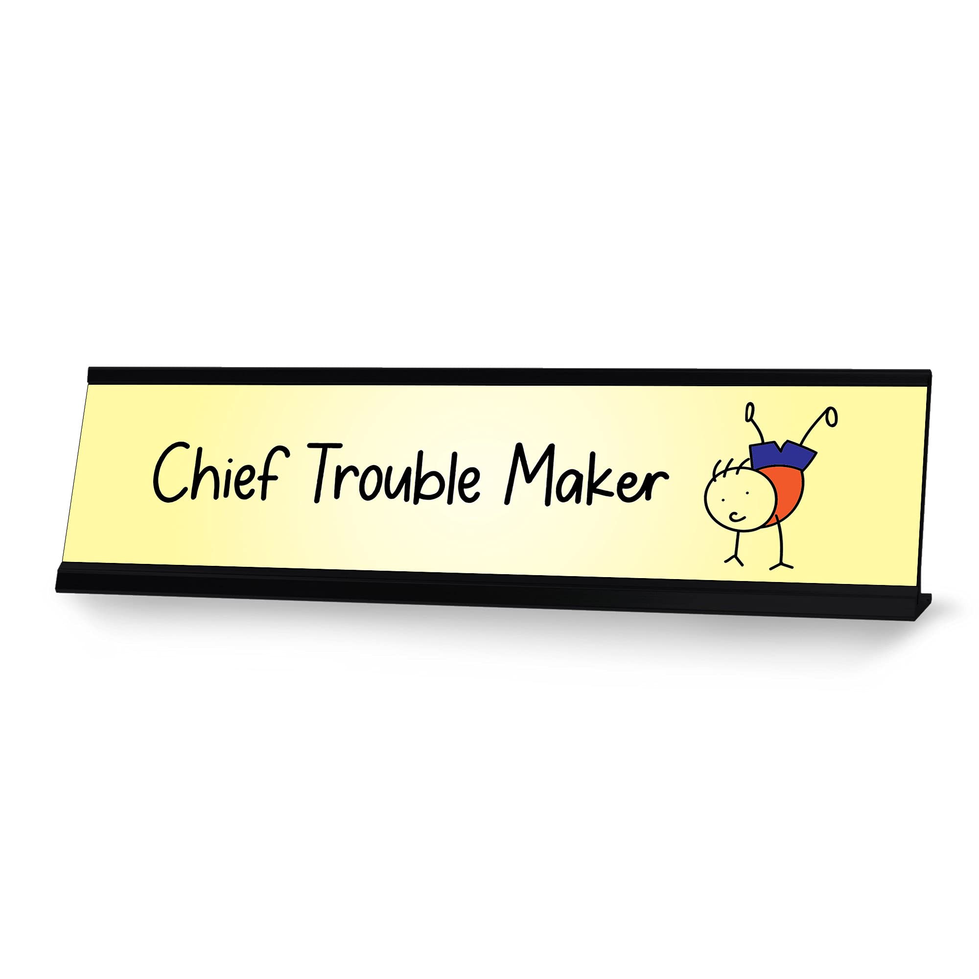 Chief Trouble Maker Novelty Desk Sign - 2 x 8 Inch Funny Office Nameplate for Work Desk Decor | Perfect for Prank Gifts, Coworker Gifts & Office Humor