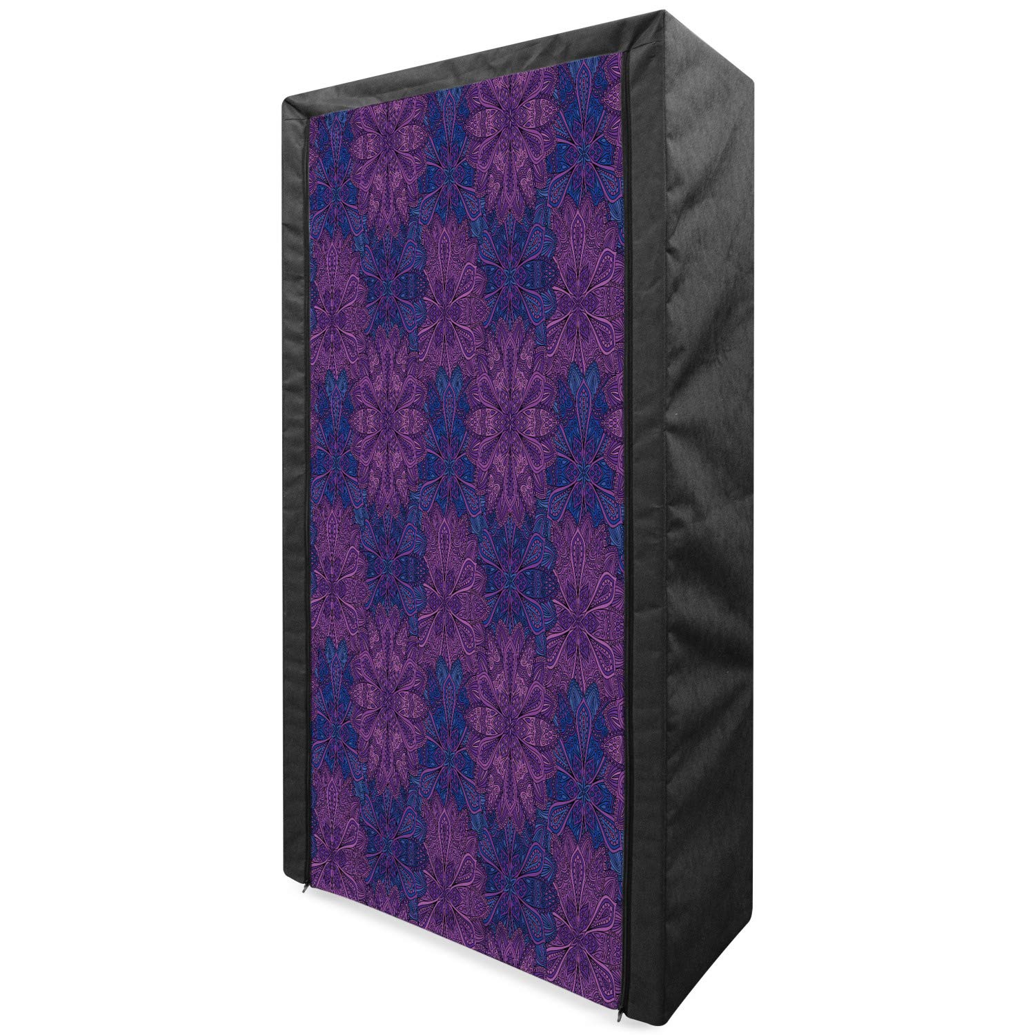 Ambesonne Indigo Portable Fabric Wardrobe with Paisley Floral Design - 33.5