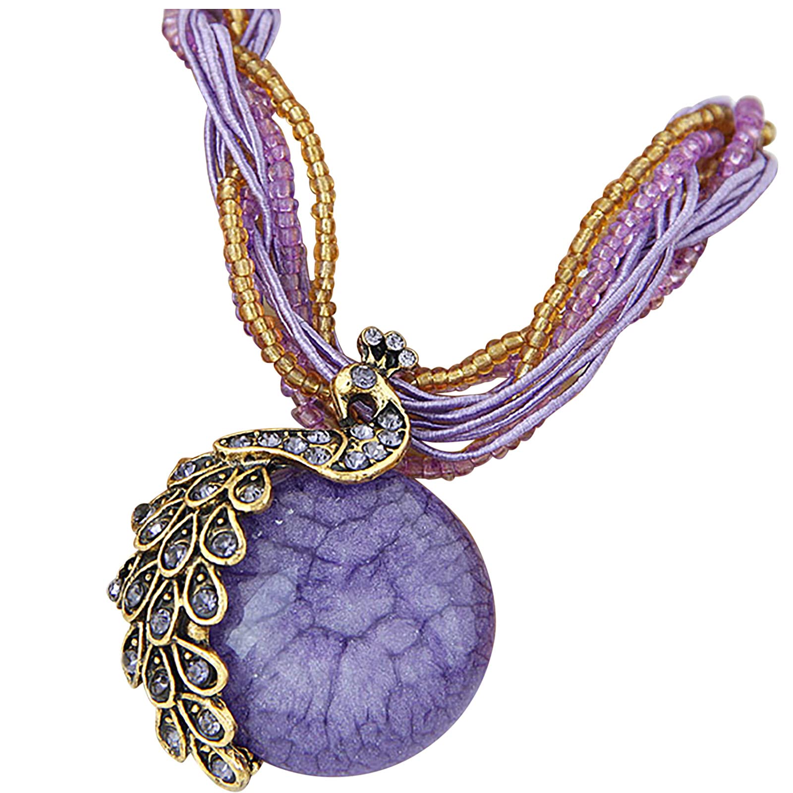 NSQFKALL Peacock Women's Rhinestone Statement Necklace - Bohemian Crystal Pendant Jewelry for Women | Perfect Gift for Parties, Weddings & Special Occasions
