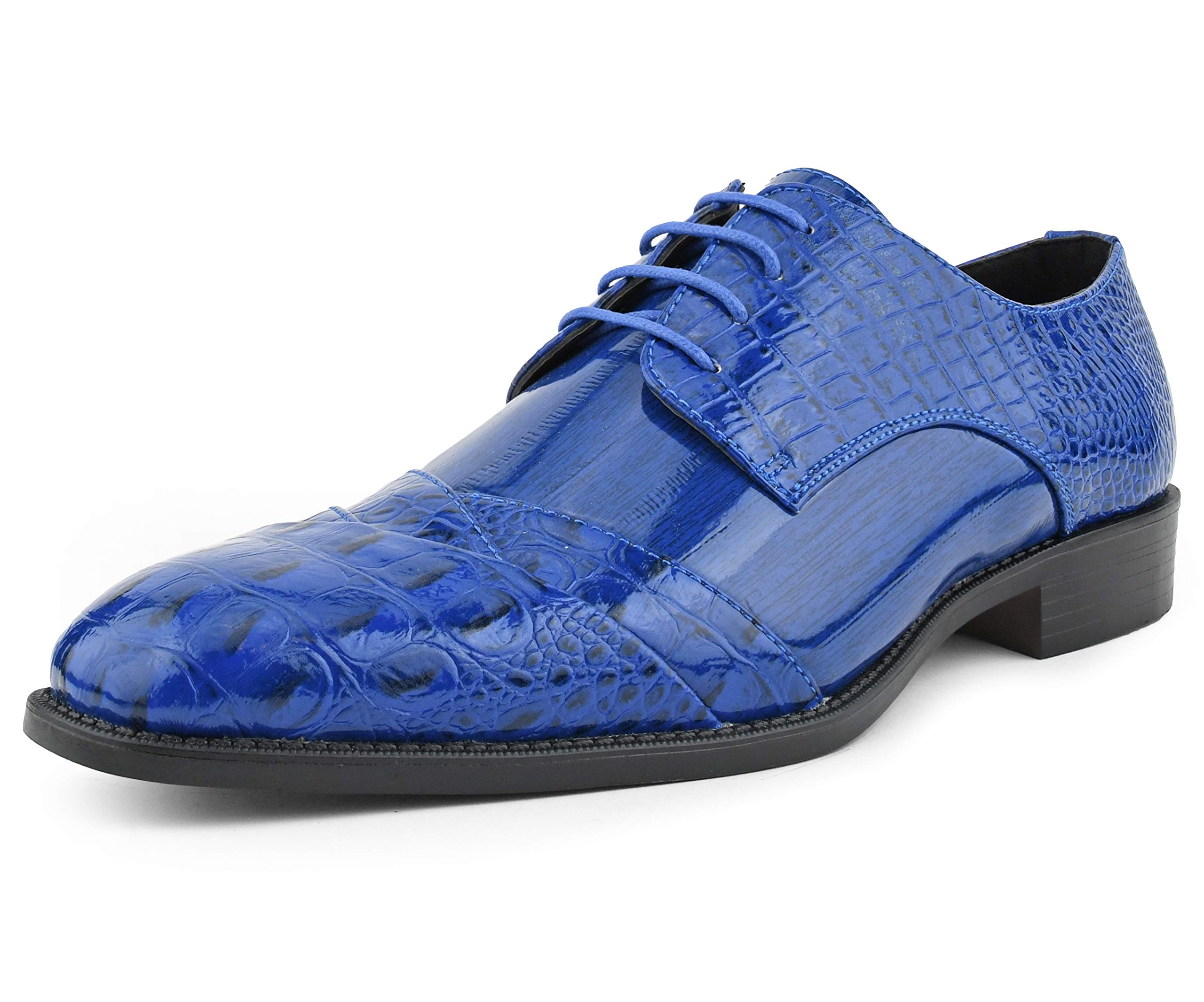 Bolano Bandit Men's Cap Toe Oxford Dress Shoes | Alligator Print Formal Shoes | Croc Folded Oxfords for Business, Weddings & Special Occasions