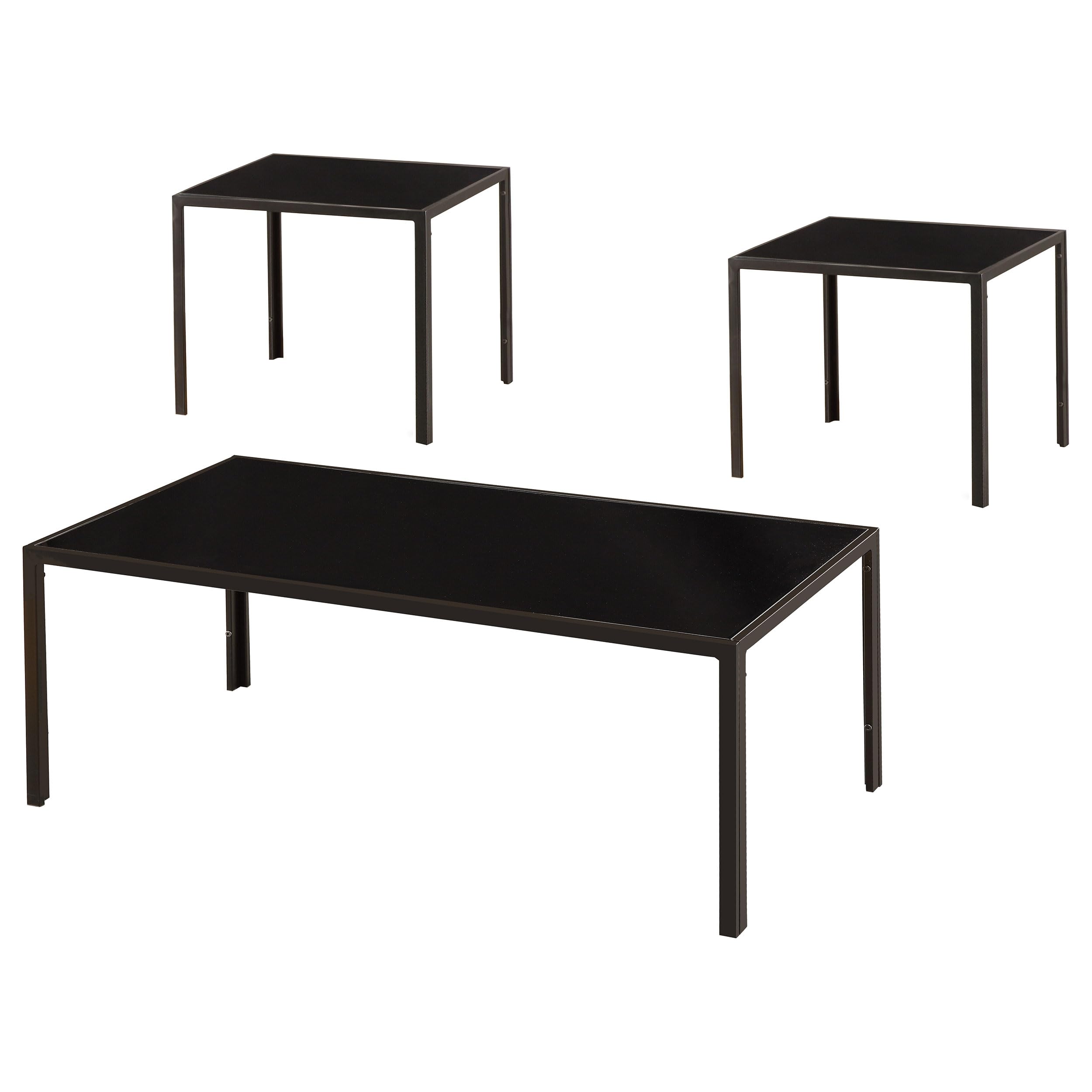 Coaster Home Furnishings Brock Rectangular Glass Top Coffee Table Set Black - Modern Living Room Furniture for Small Spaces, Home Decor & Entertainment Areas