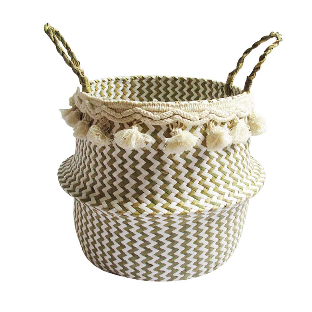 Handwoven Cotton Storage Basket with Tassel - Farmhouse Decor Organizer for Toys, Blankets & Nursery Items | Perfect for Bedroom, Living Room, Bathroom & Kids Room Organization | Multi-Purpose Home Decor Gift