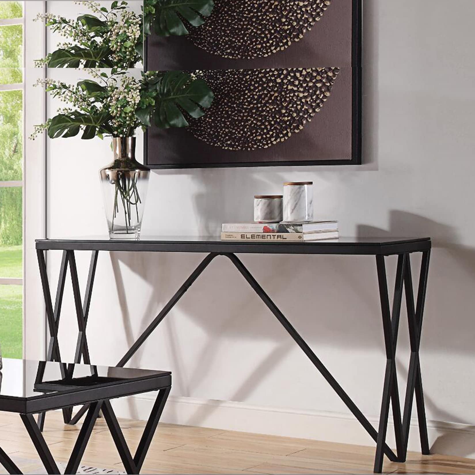 55 Inch Narrow Entryway Console Table - Minimalist Modern Side Table with Metal Frame, 50 LBS Weight Capacity - Perfect for Living Room, Bedroom, Foyer or Porch - Black