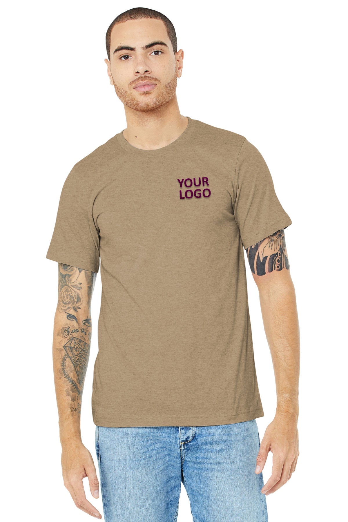 Bella Canvas Unisex Jersey T-Shirt - Heather Tan | Comfortable & Soft Cotton Tee for Men & Women | Perfect for Casual Wear, Gym, and Everyday Outfits
