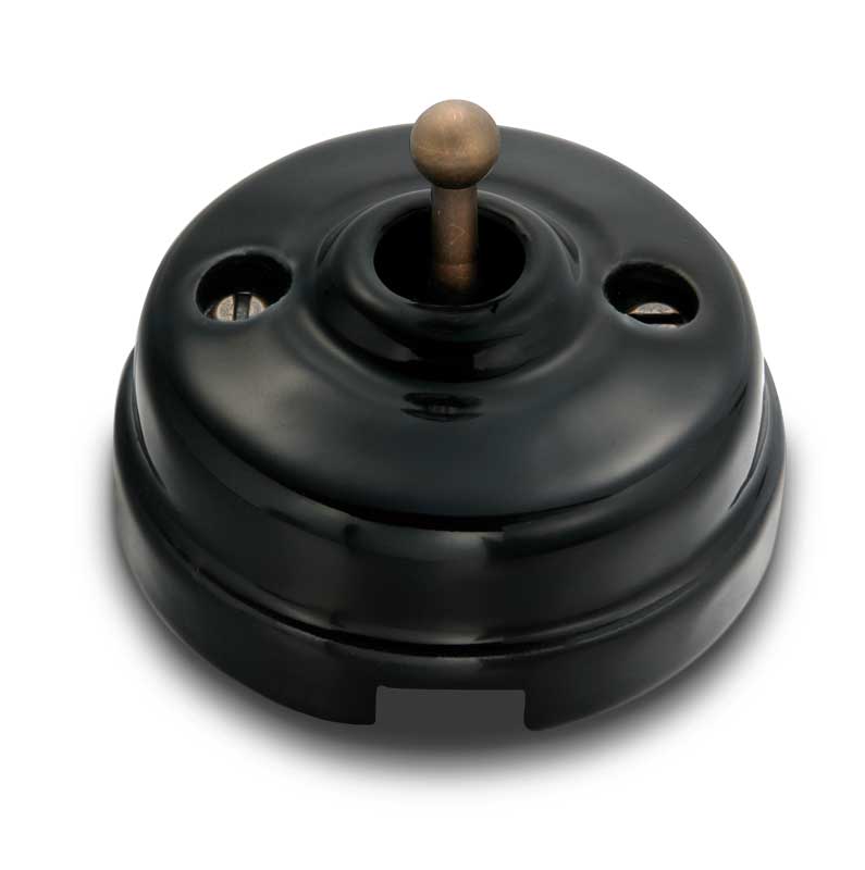 Stylish Toggle Light Switch - Black Porcelain/Antique Bronze Finish for Home & Office Decor
