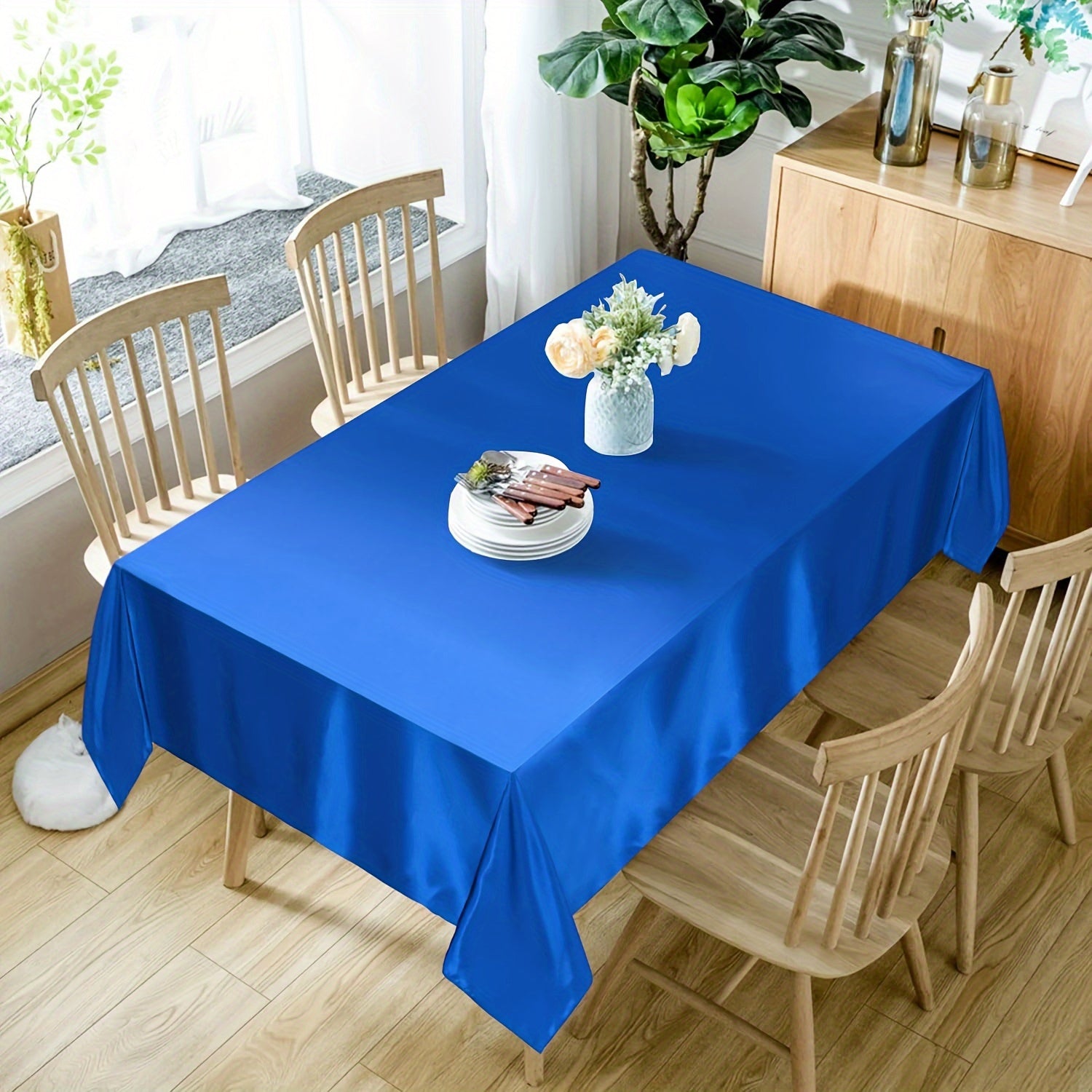 1PC Satin Tablecloth - Shiny Rectangular Table Cover with Smooth Fabric for Dining Table Decor - Perfect for Wedding Banquets, Parties & Home Dining Decorations