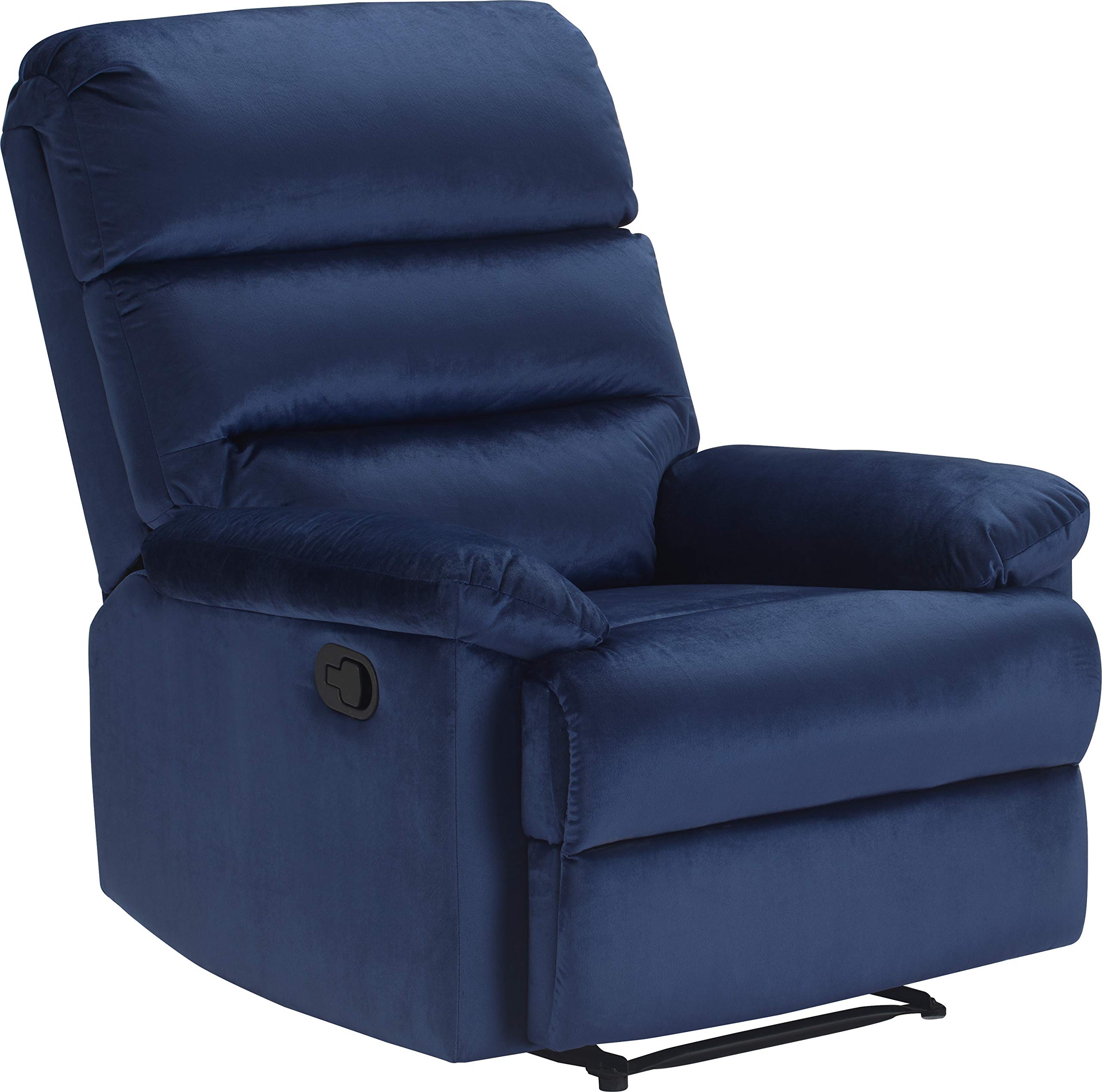 ClickDecor Davis Recliner - Navy Blue Leather Reclining Chair with Padded Armrests & Lumbar Support - Perfect for Living Room, Home Theater & Office Relaxation