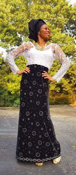Elegant Black Velvet Skirt with Rhinestone Embellishments - Women's Party Dress DP3986 | Perfect for Evening Events, Cocktail Parties & Holiday Celebrations