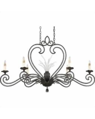 Quoizel RBT644 SM 6-Light Island Chandelier - Serengeti Black & Mayan Gold Leaf Finish - Modern Kitchen Lighting for Dining Room & Home Decor