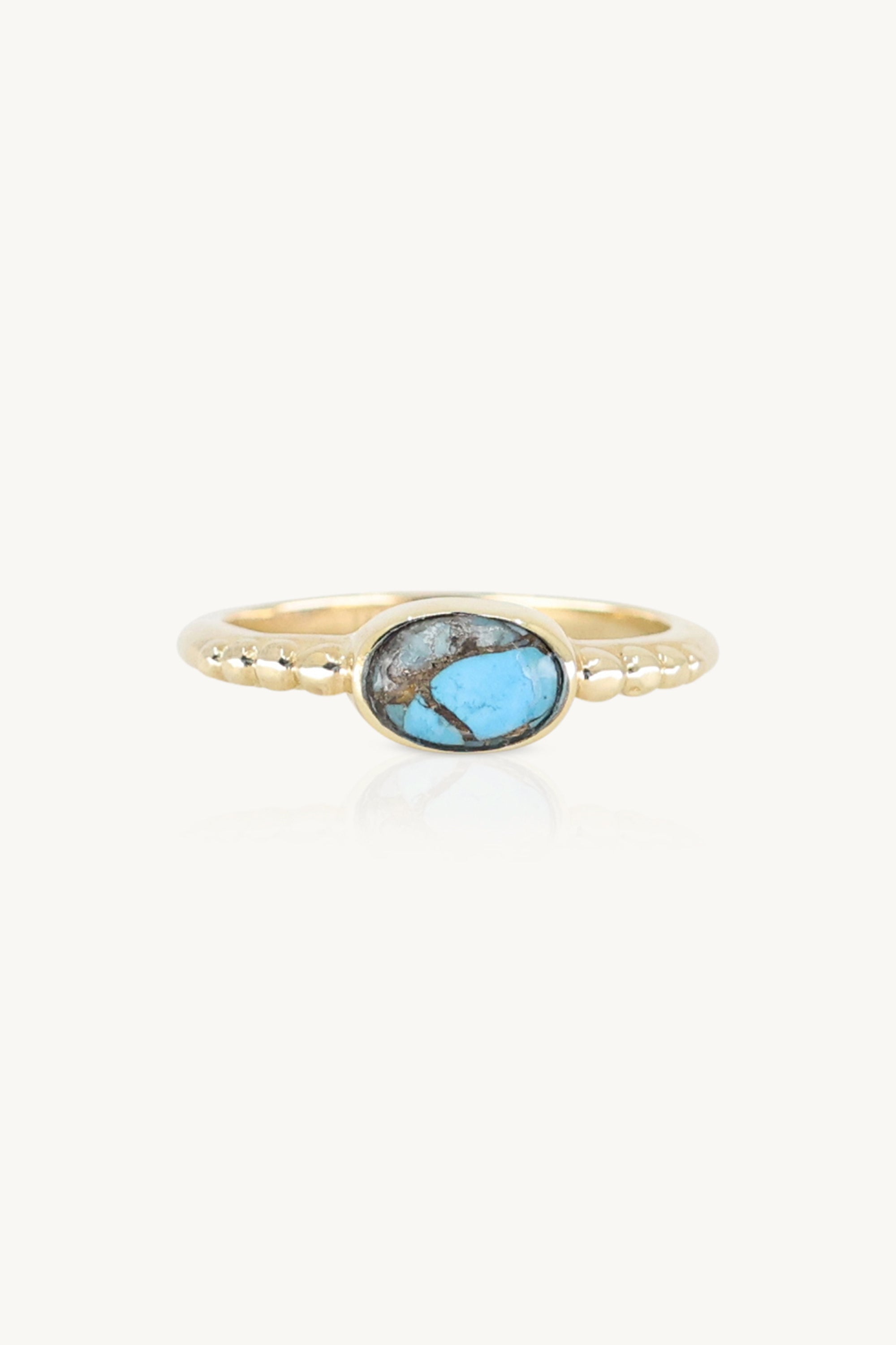 Evie Copper Turquoise Gold Stackable Rings Set - Boho Chic Jewelry for Women - Perfect for Layering & Everyday Wear